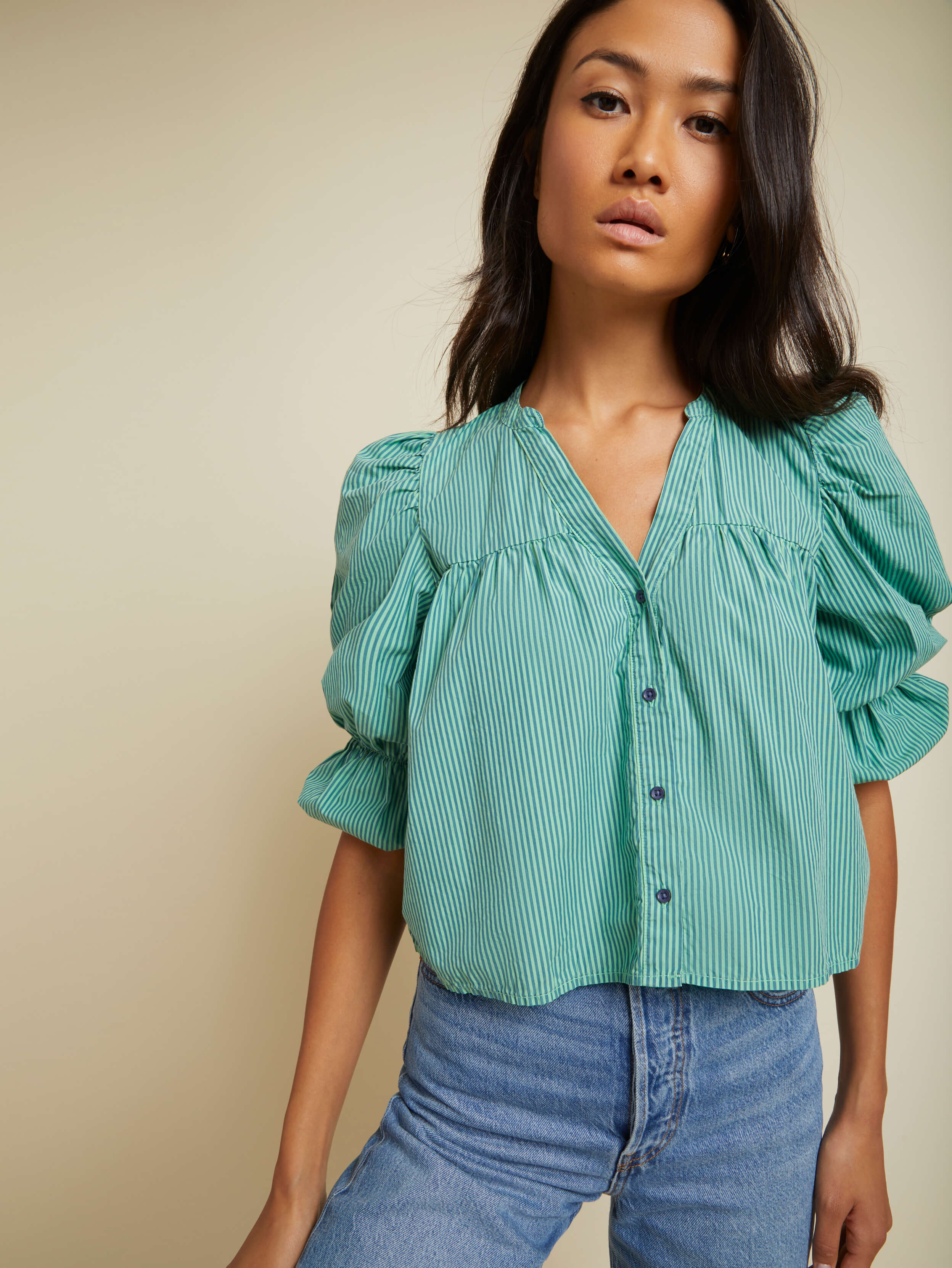 NATION LTD Geneva Tiered Sleeve Top