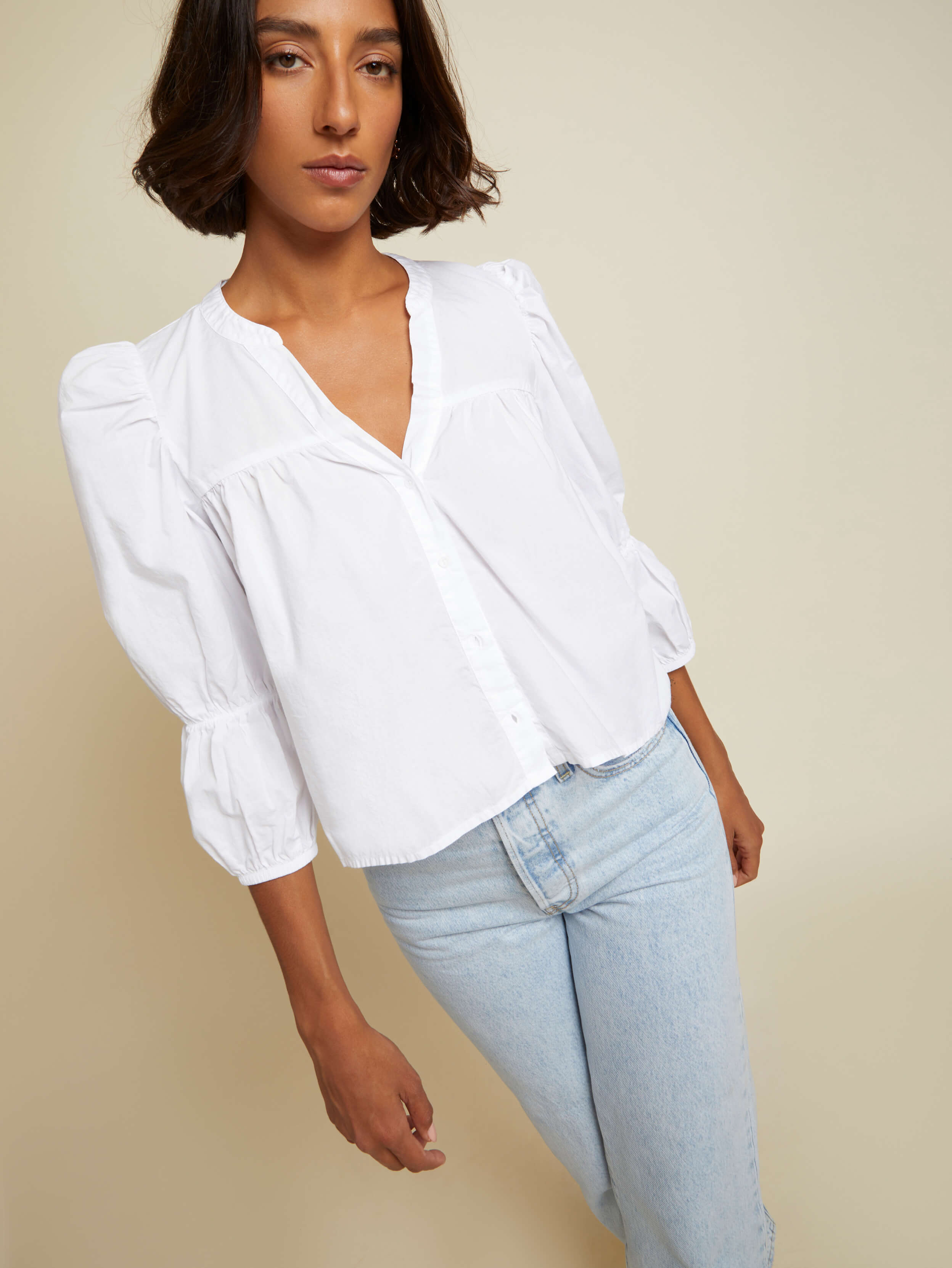 NATION LTD Geneva Tiered Sleeve Top