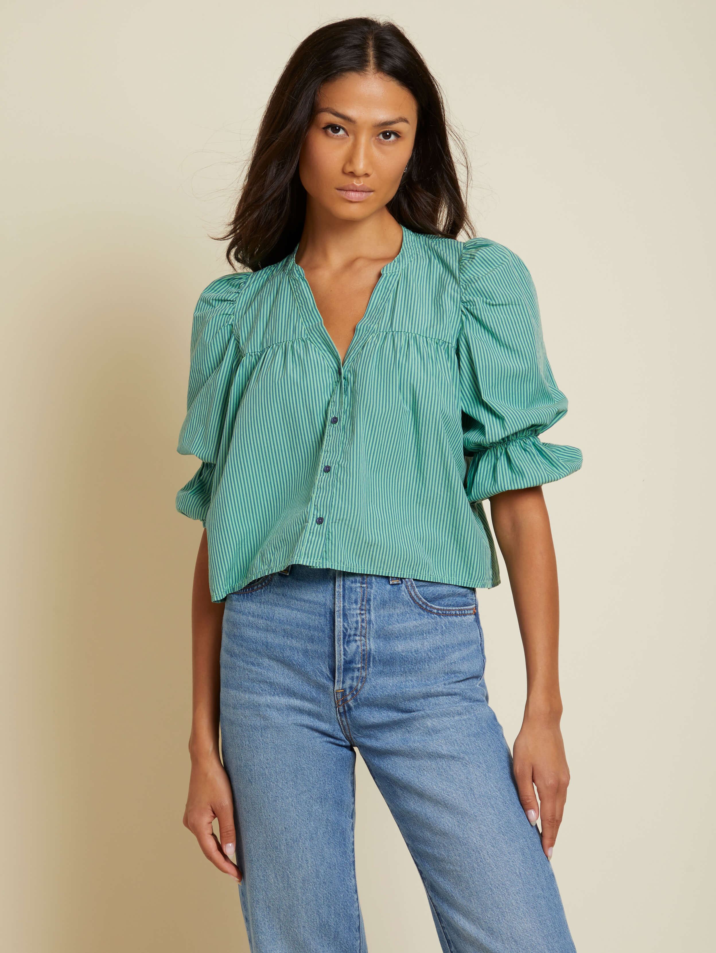 NATION LTD Geneva Tiered Sleeve Top