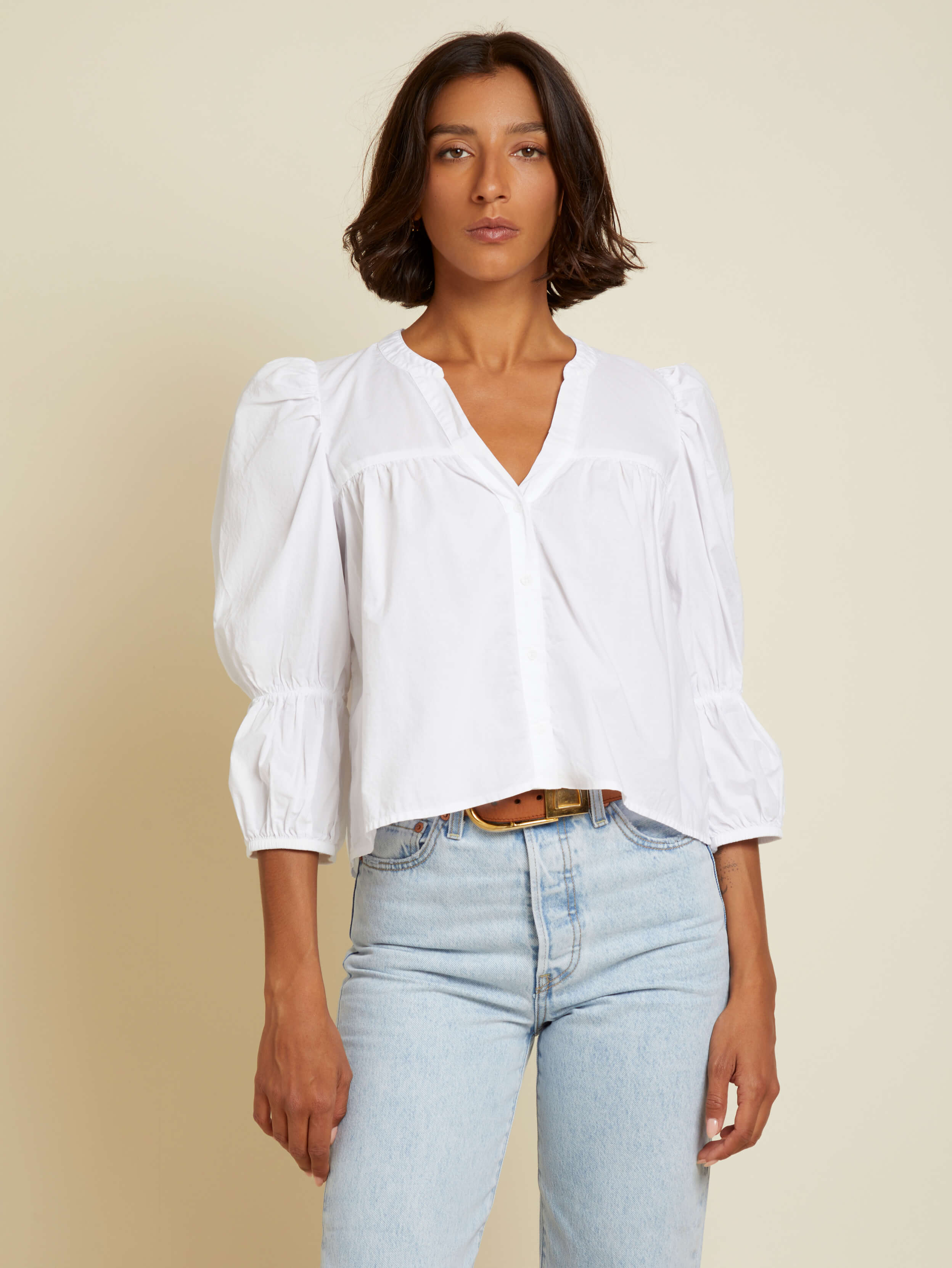 NATION LTD Geneva Tiered Sleeve Top