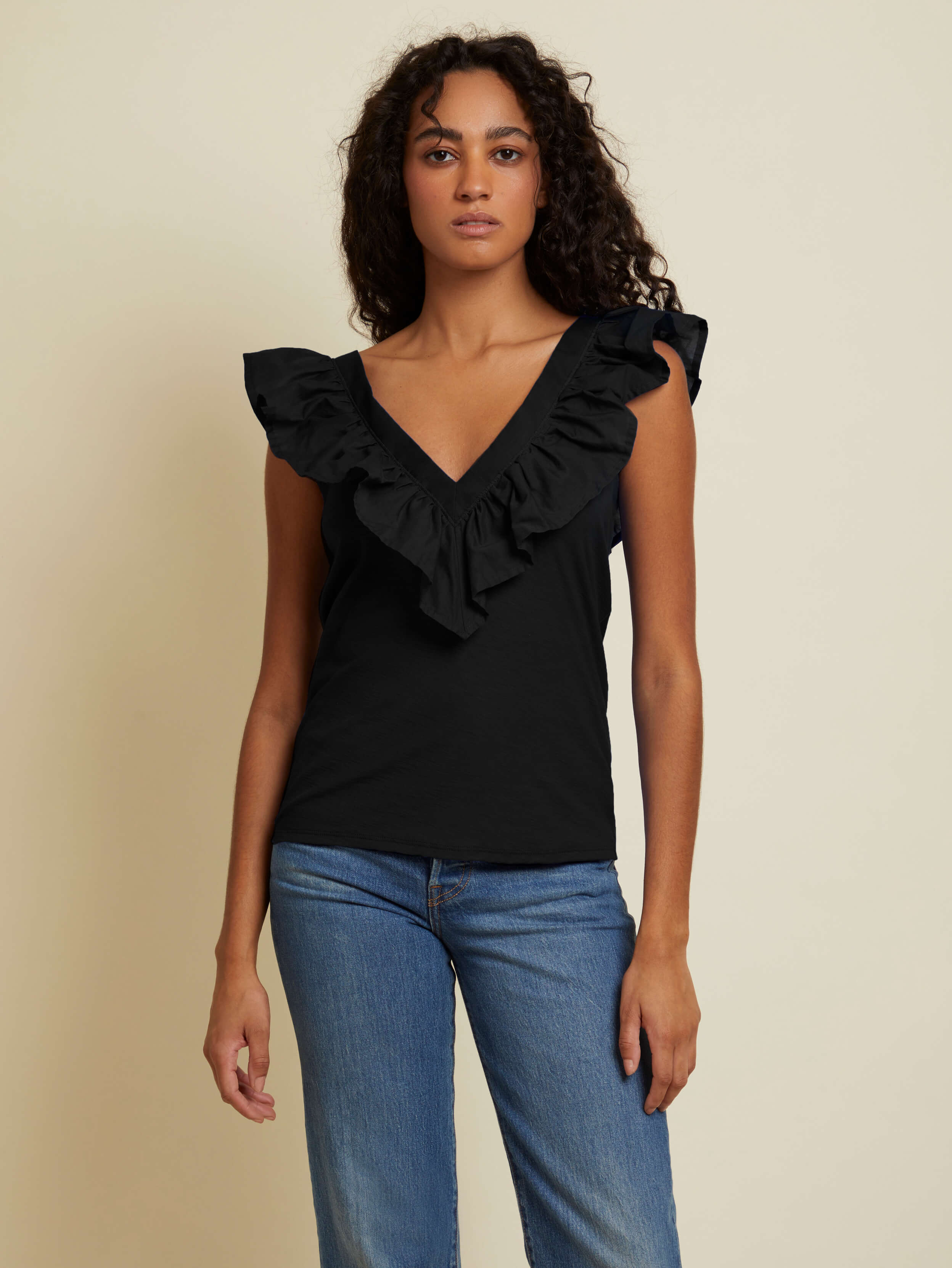 NATION LTD Golda Contrast Ruffle Tank