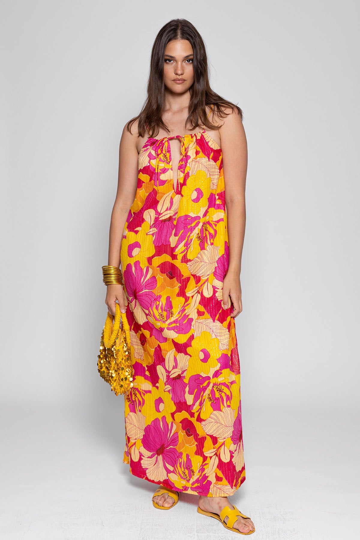 GRACE LONG DRESS FLOWERS PRINT