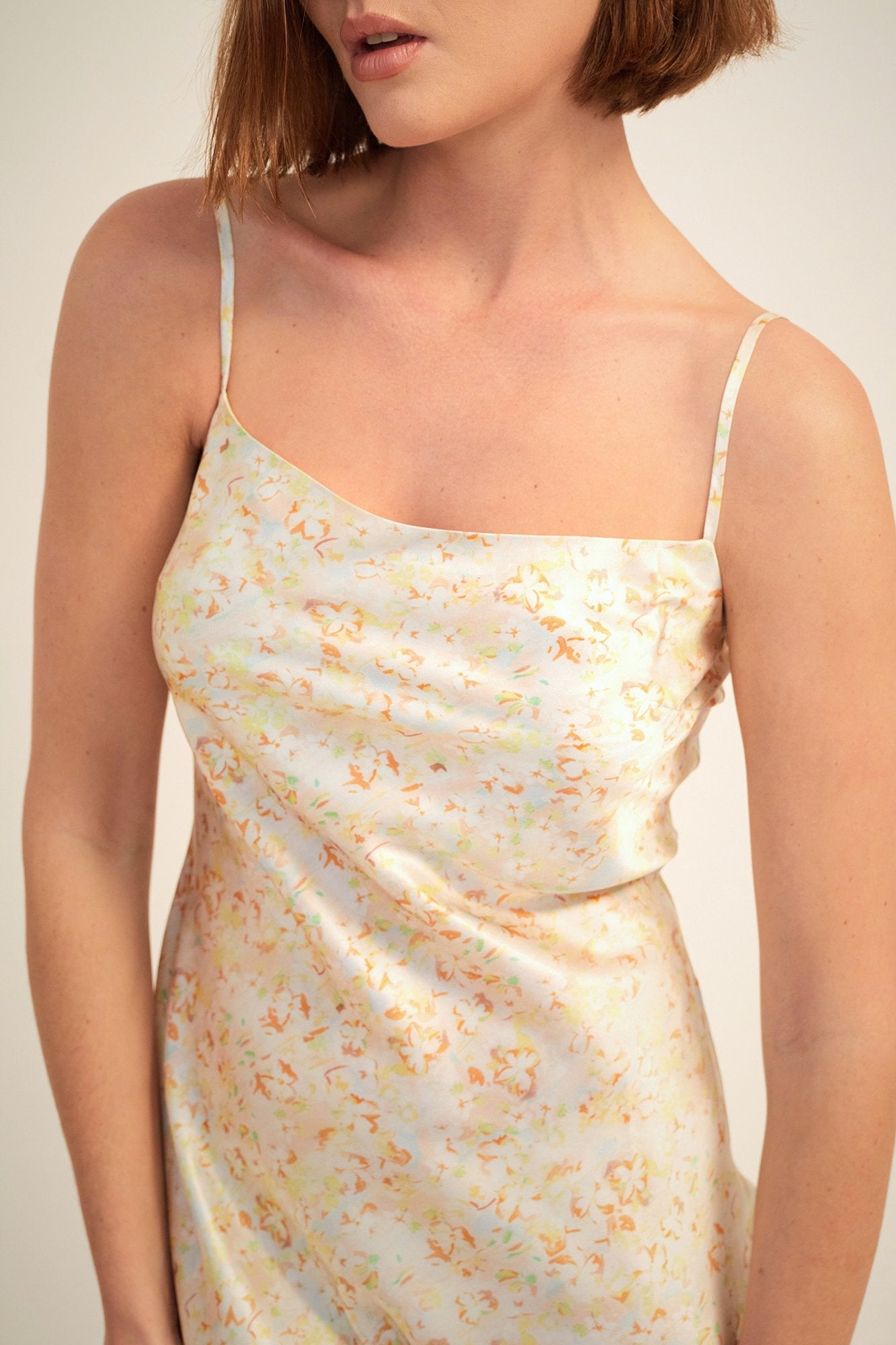 GINIA Blaire Short Silk Slip Dress in Westringa Floral Print