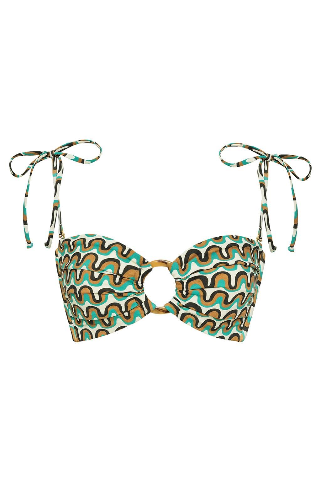 Groovy Tori Ties Bandeau Bikini Top