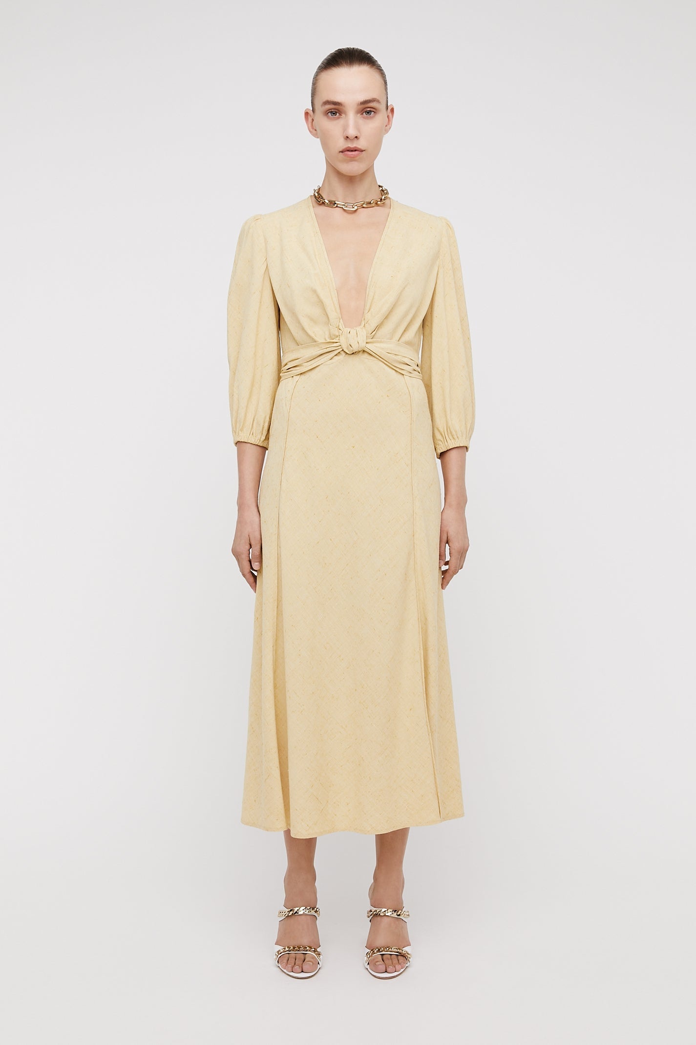 Italian Textured Weave Dress Butter BUTTER - Scanlan Theodore US