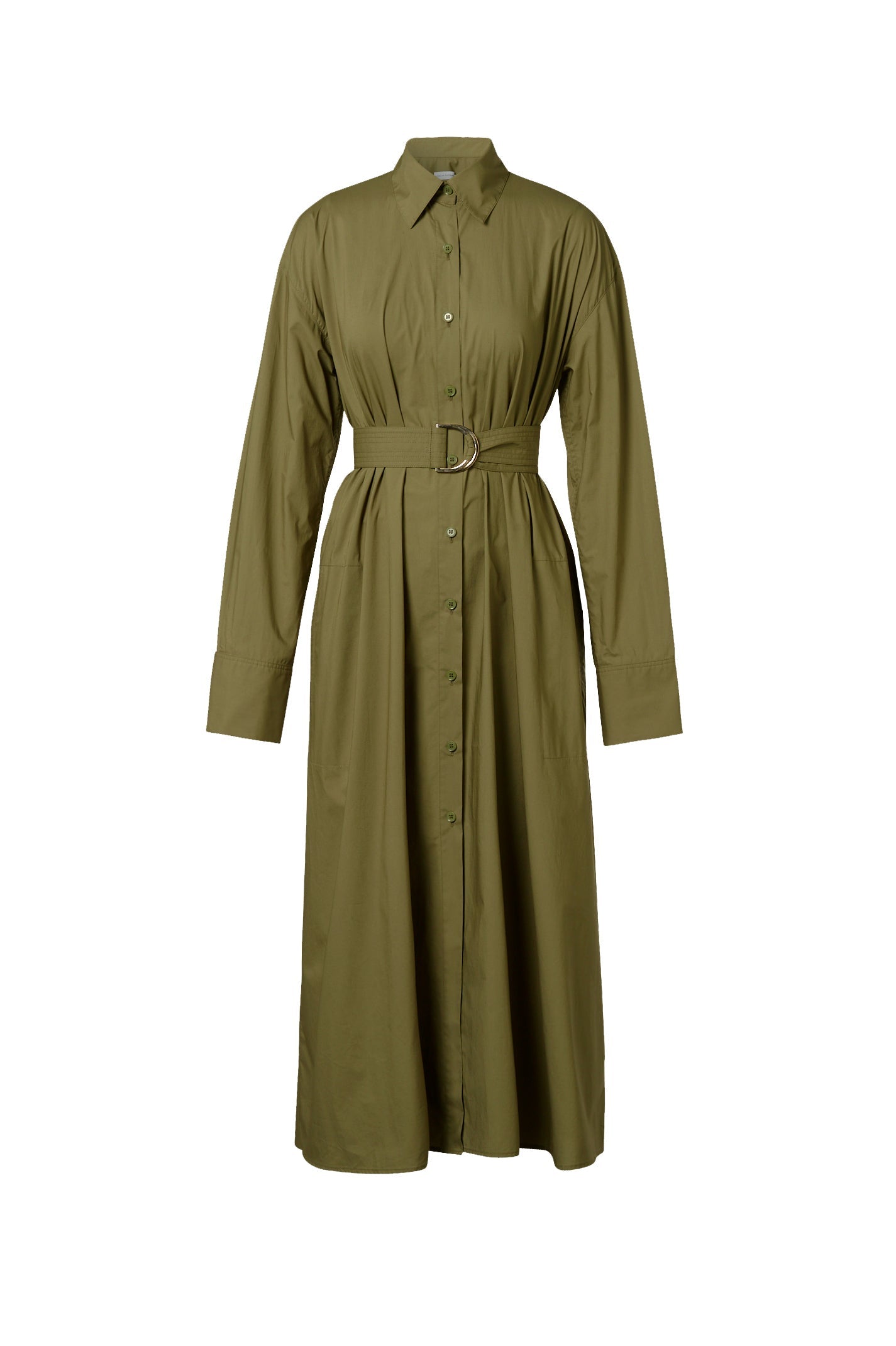 COTTON TRENCH DRESS - MOSS