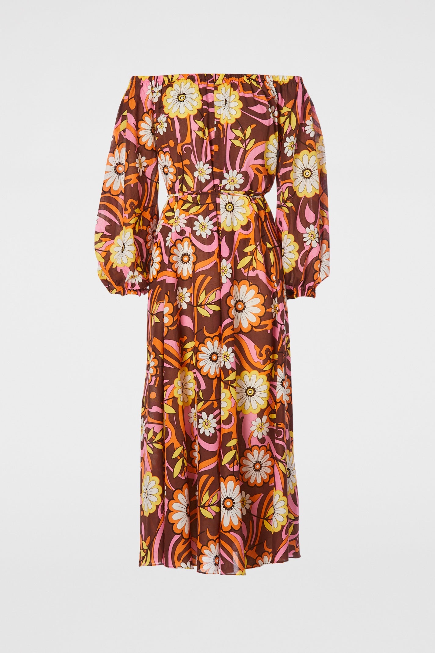 Cotton Floral Print Dress Tangerine TANGERINE - Scanlan Theodore US