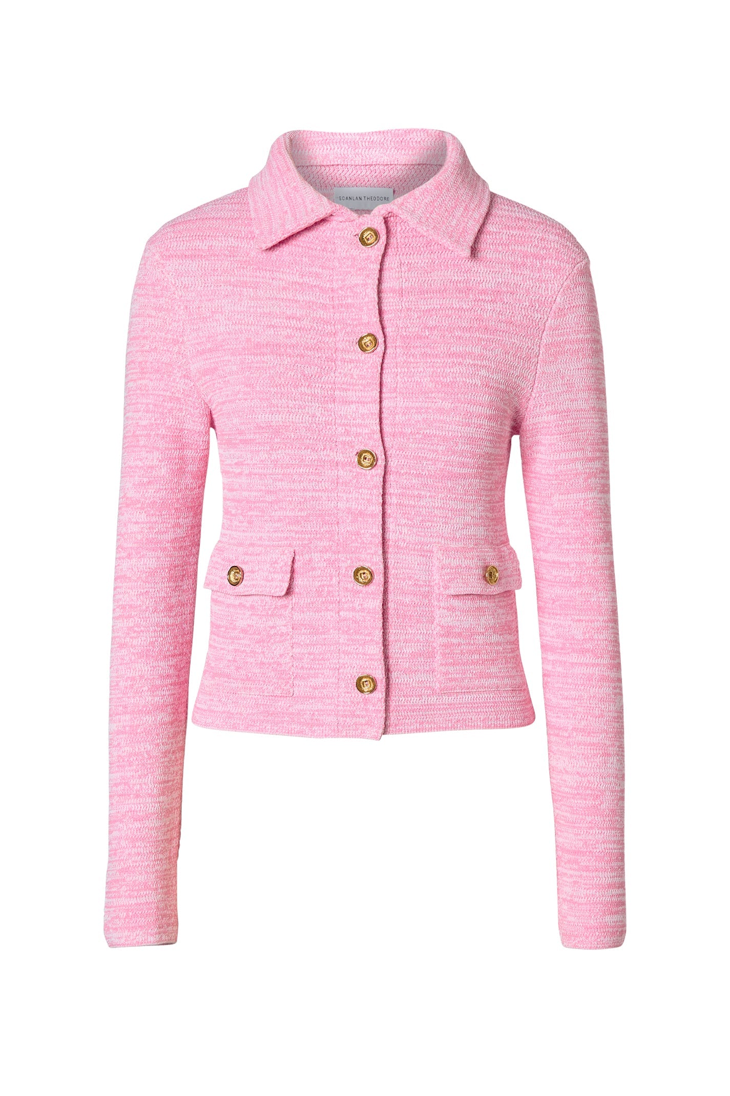 Crepe Knit Tweed Jacket Pink
