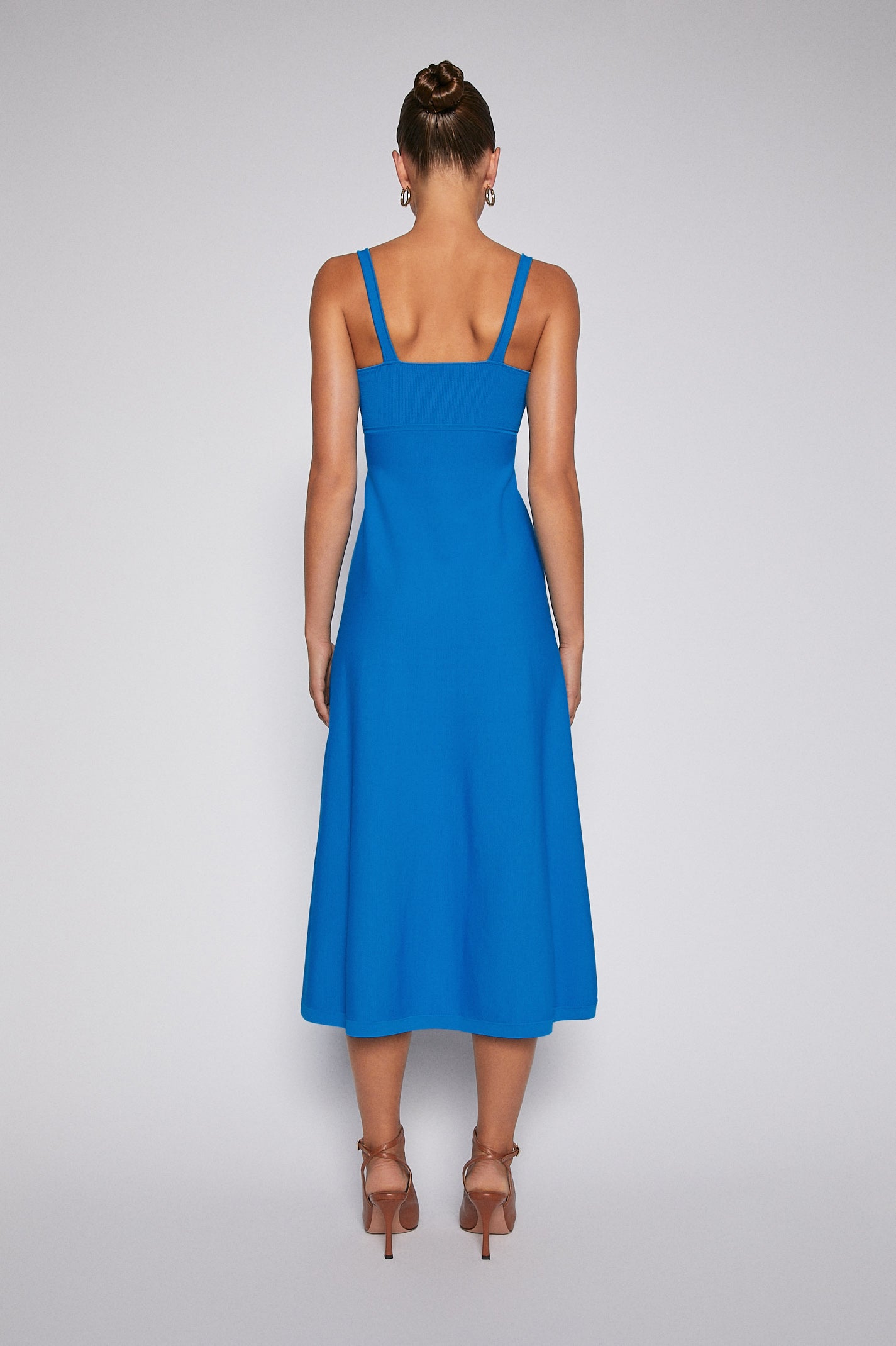 Crepe Knit Square Neck Dress Azure AZURE - Scanlan Theodore US