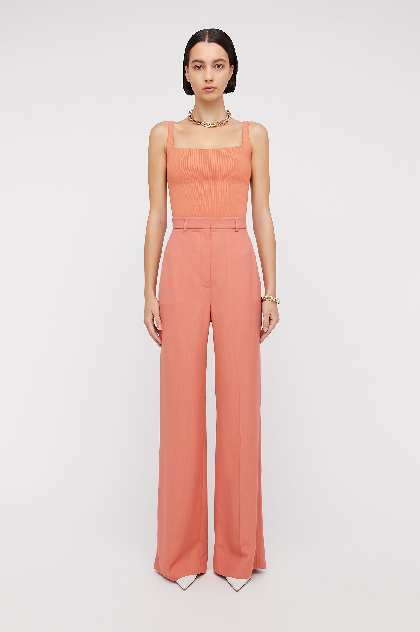 Crepe Knit Square Camisole Coral CORAL - Scanlan Theodore US