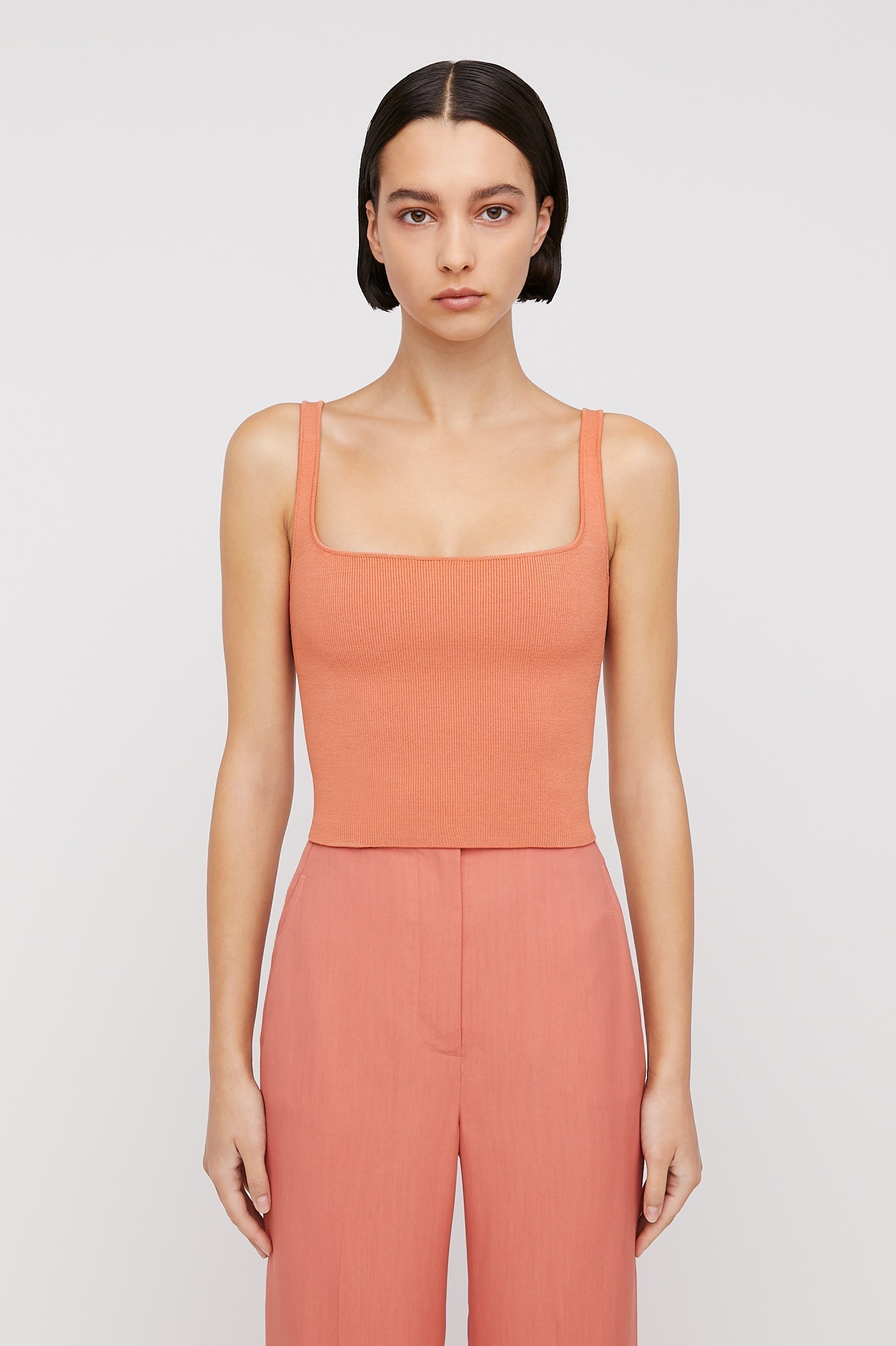 Crepe Knit Square Camisole Coral CORAL - Scanlan Theodore US