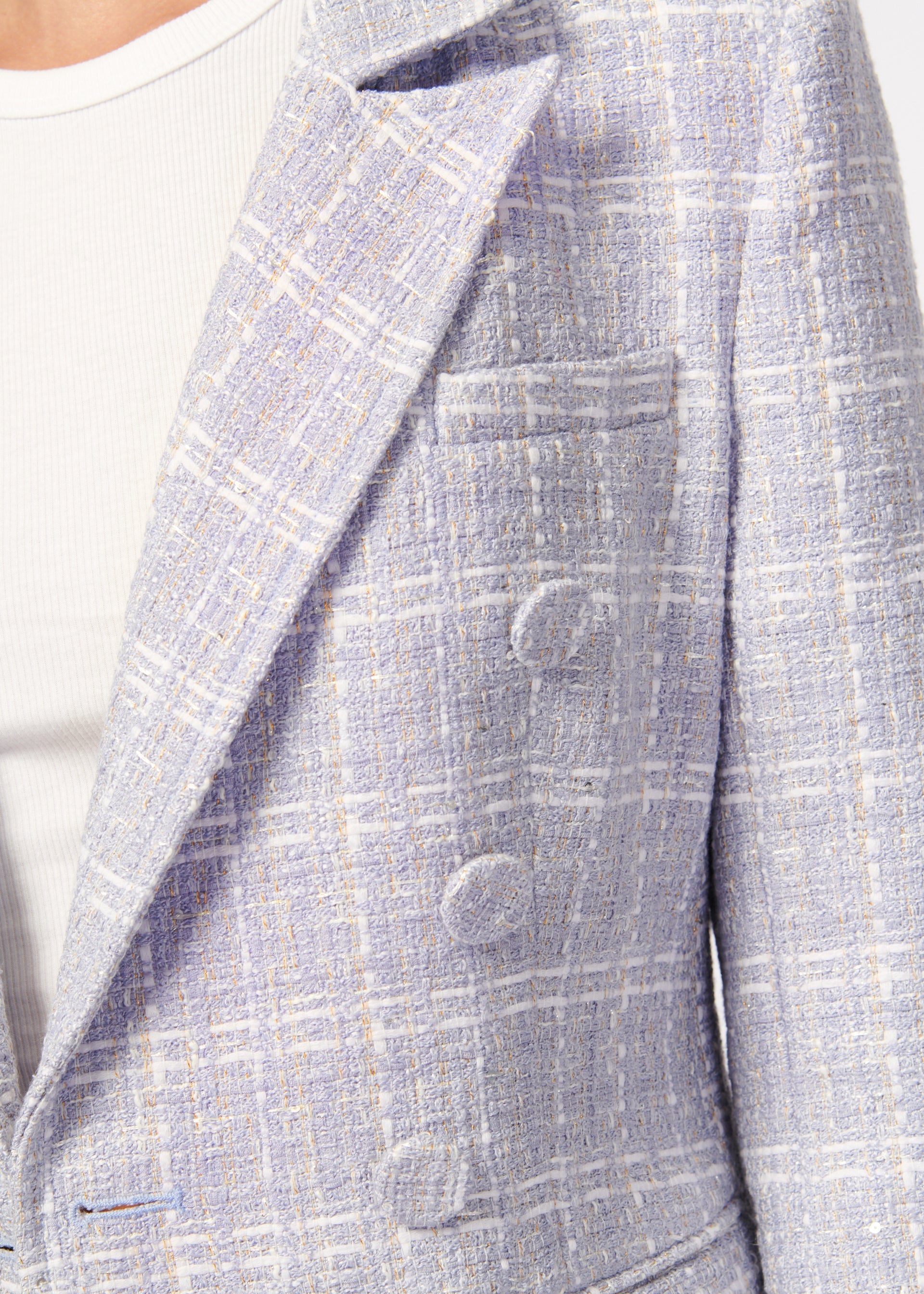 Bruna Tweed Blazer White/Delphinium