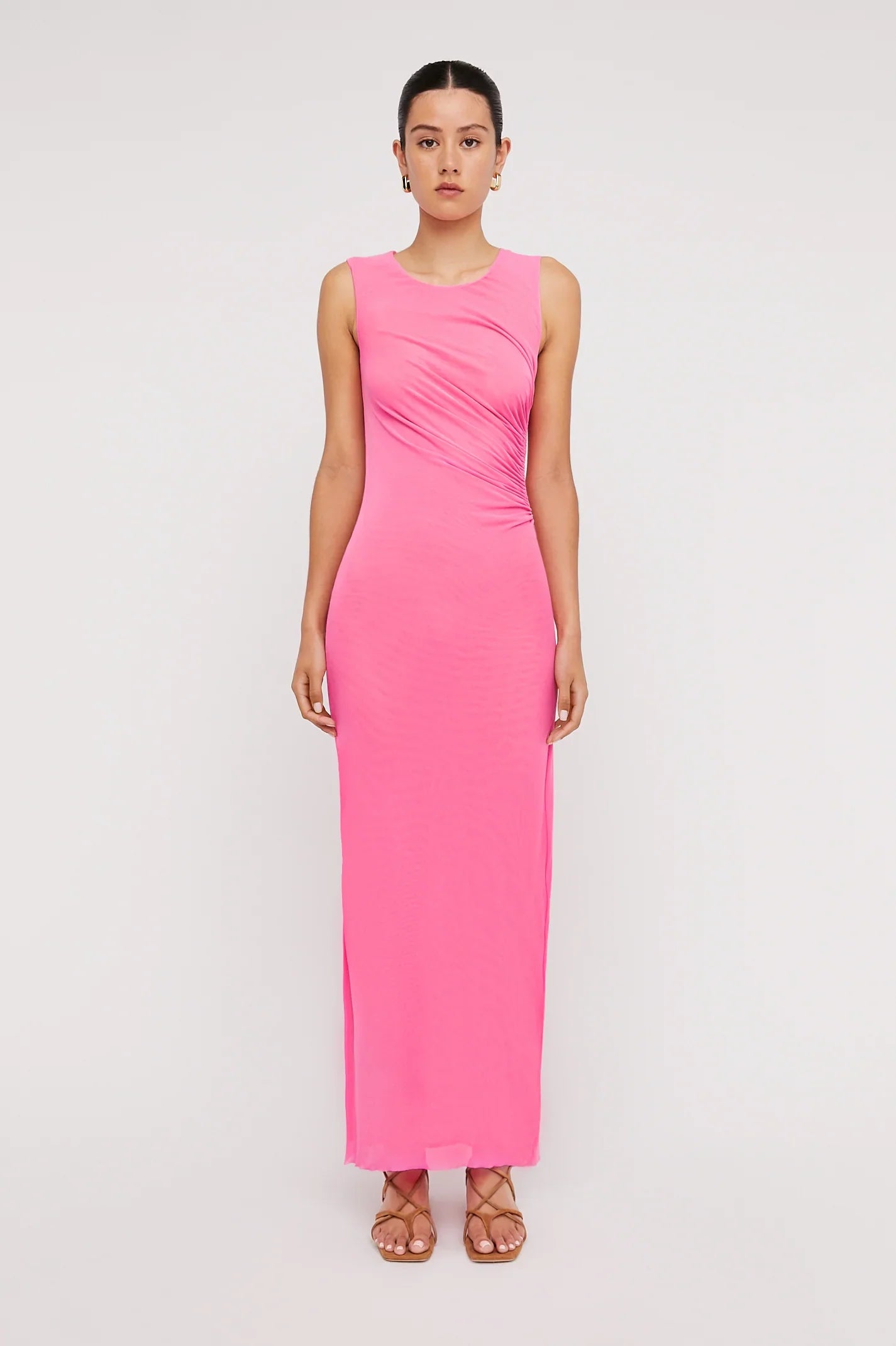 Italian Mesh Gathered Dress Pink PINK - Scanlan Theodore US