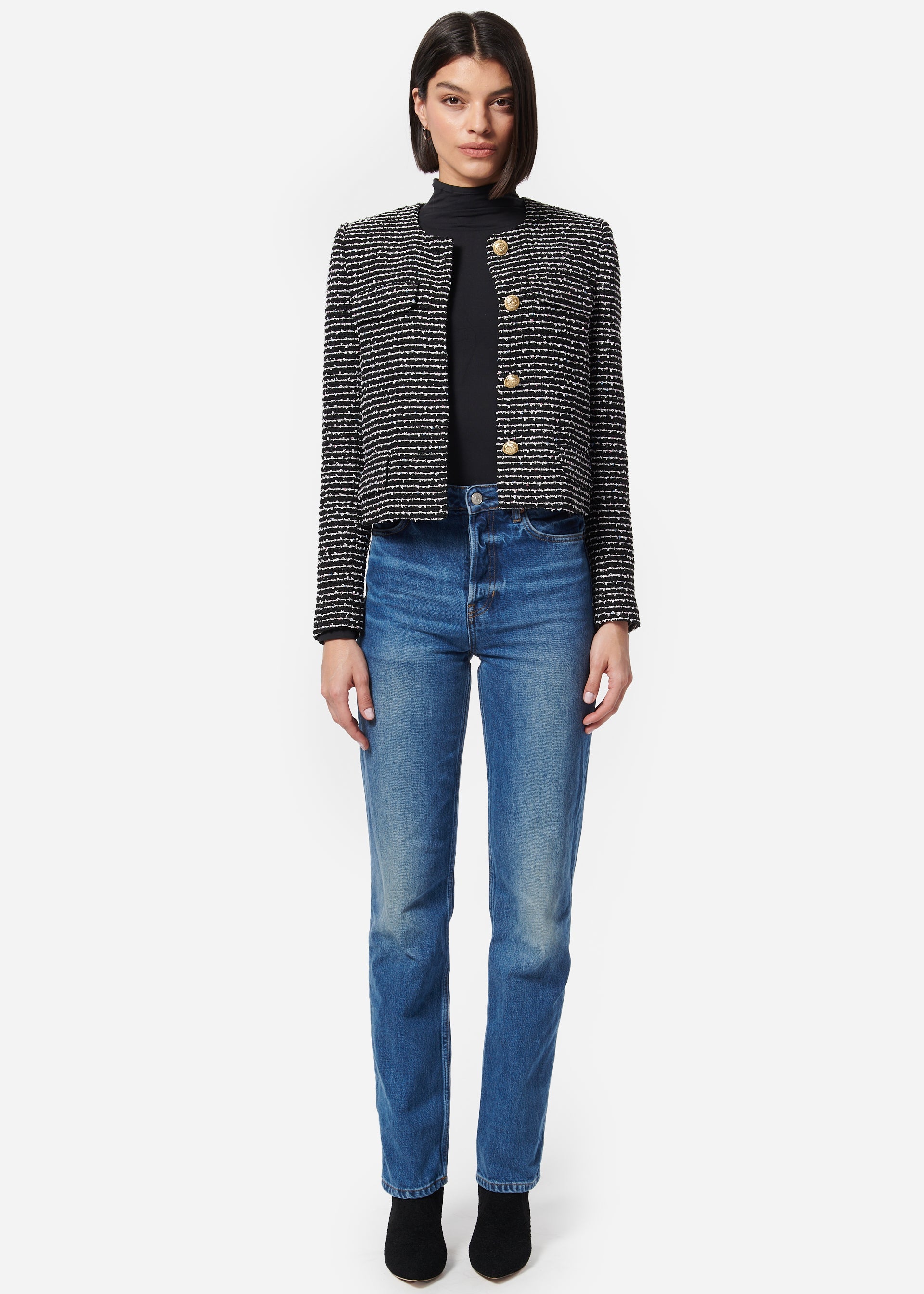 Rula Cropped Jacket Nautical Tweed