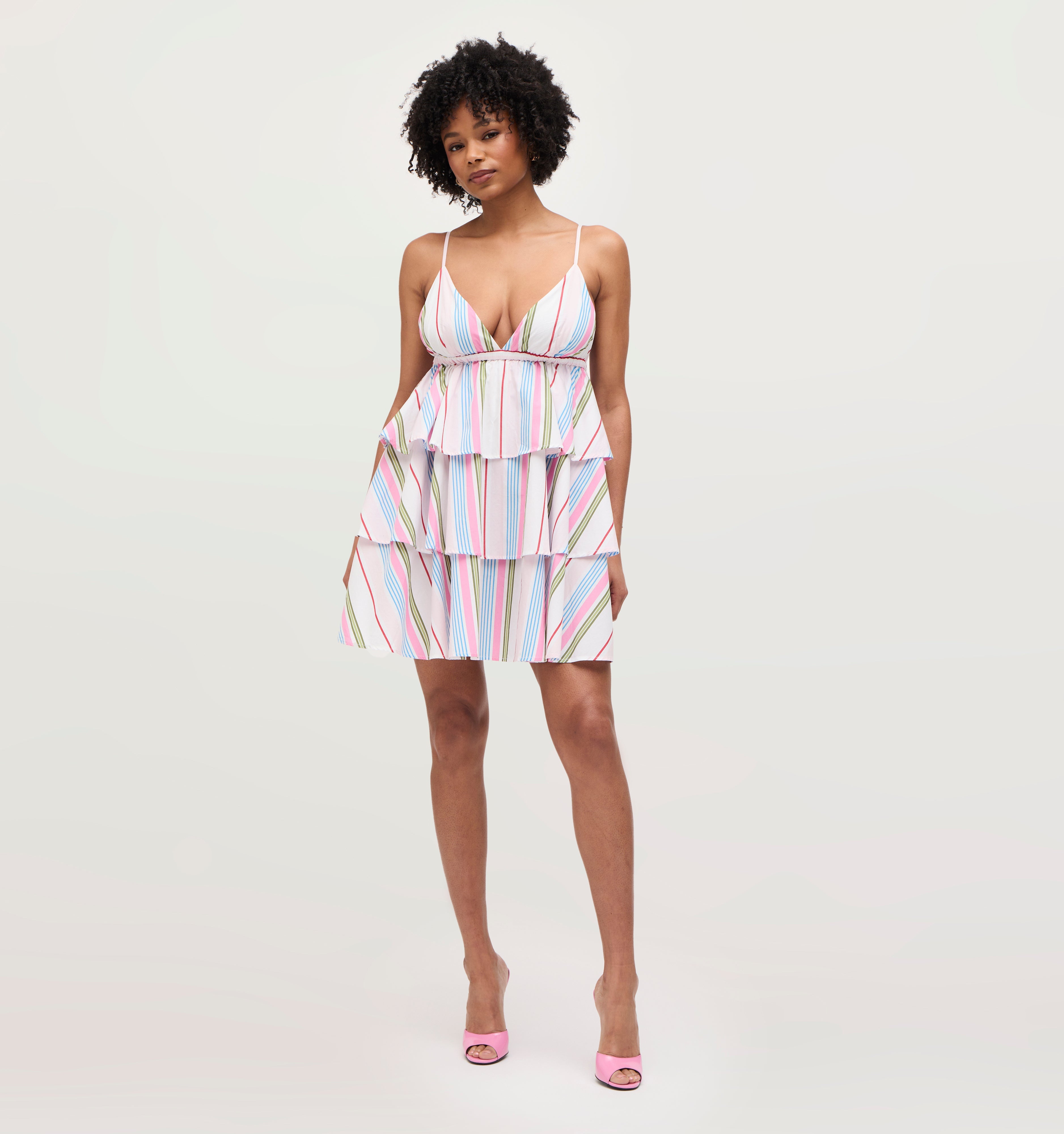 Na’Jeen wears a size S in the Rainbow Stripe color: Rainbow Stripe