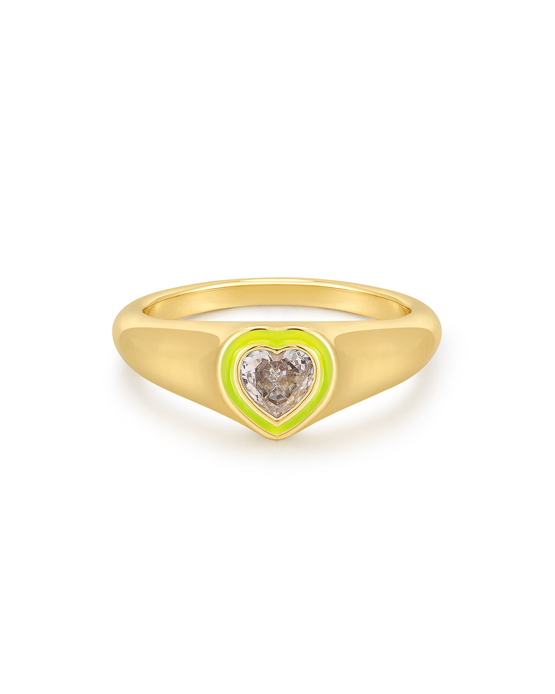 Heart Signet Ring- Neon Yellow- Gold