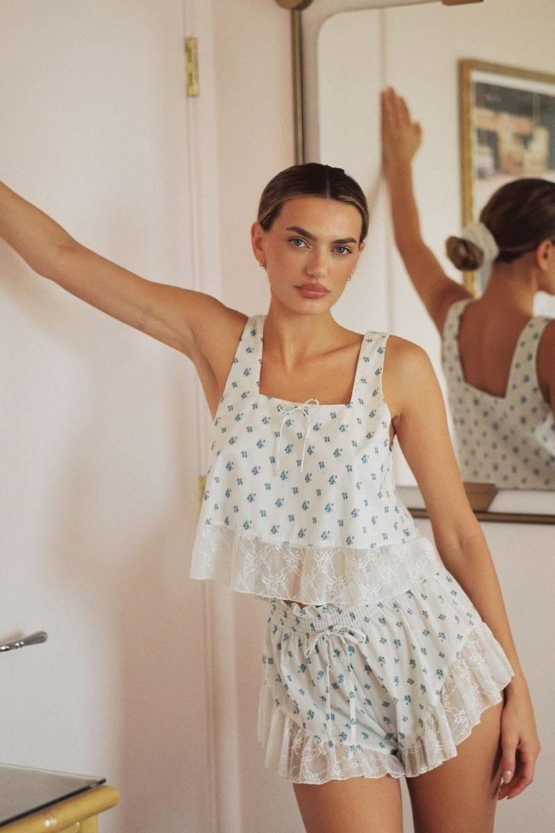 Heidi Floral Square Neck Crop Top