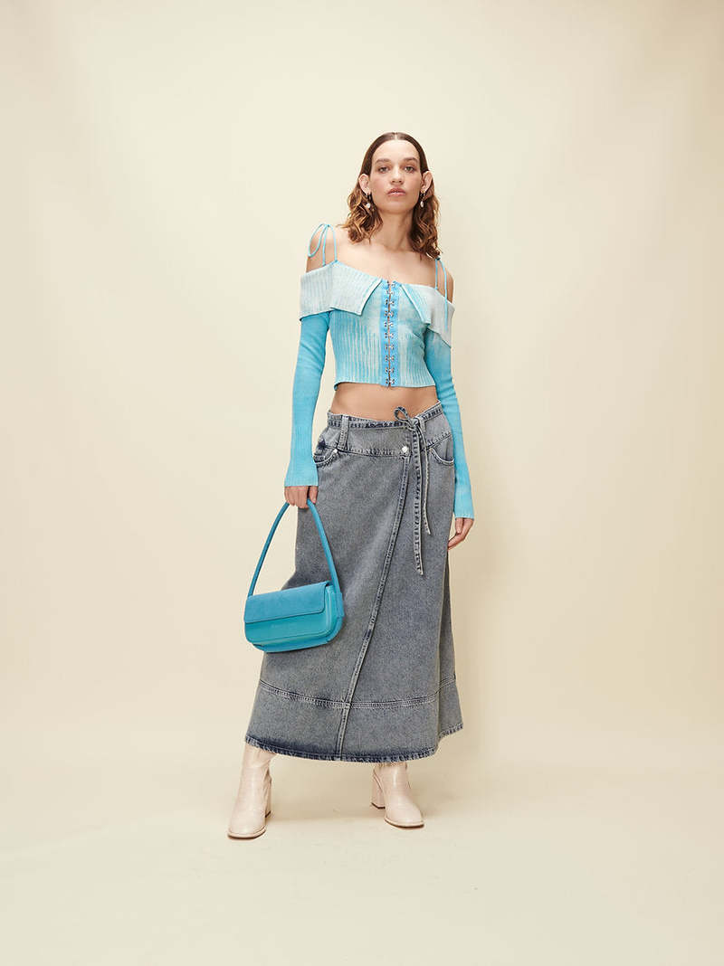 Low Rider Denim Skirt | Sunfade Denim