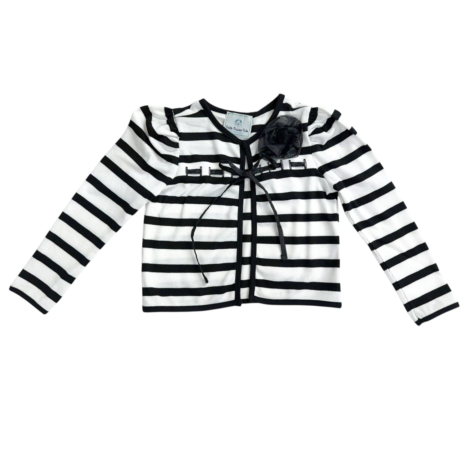 Monaco Black and White Striped Cardigan - Petite Maison Kids