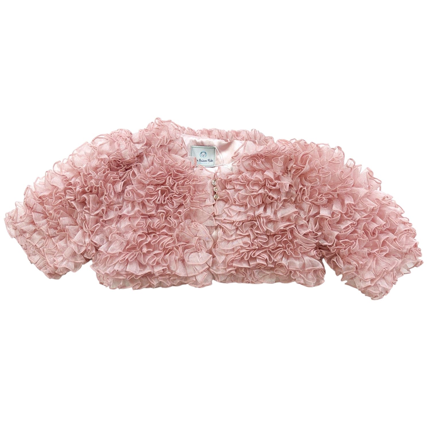 Vivian Dusty Pink Ruffle Organza Jacket - Petite Maison Kids