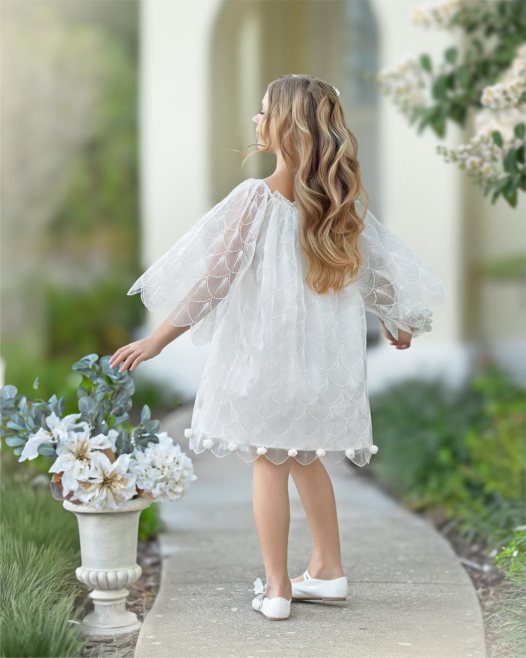 Faith White Scallop Dress - Petite Maison Kids