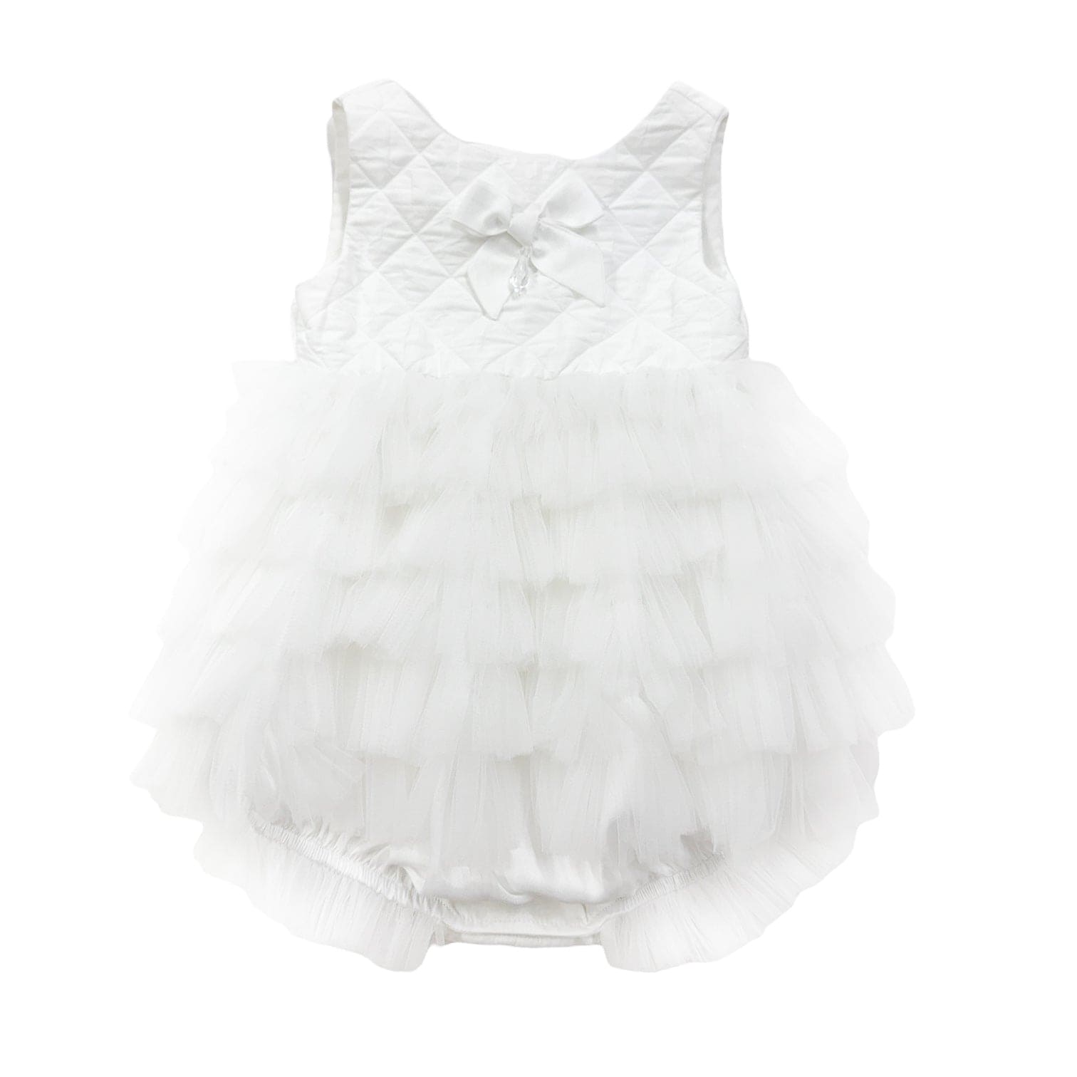 Poppy White Quilted Romper - Petite Maison Kids