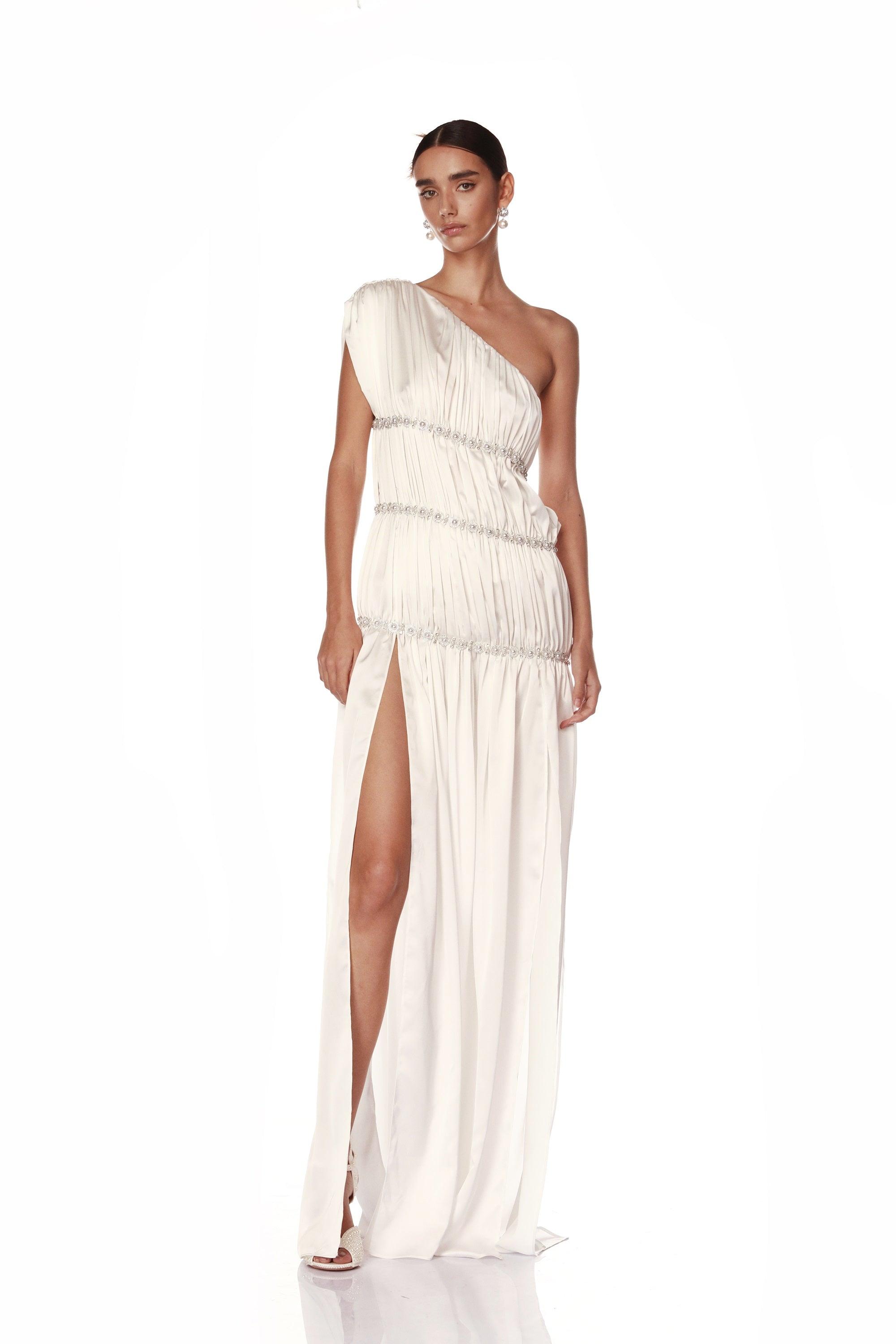 Grecian Blanc One Shoulder Gown - Pre Order - BRONX AND BANCO