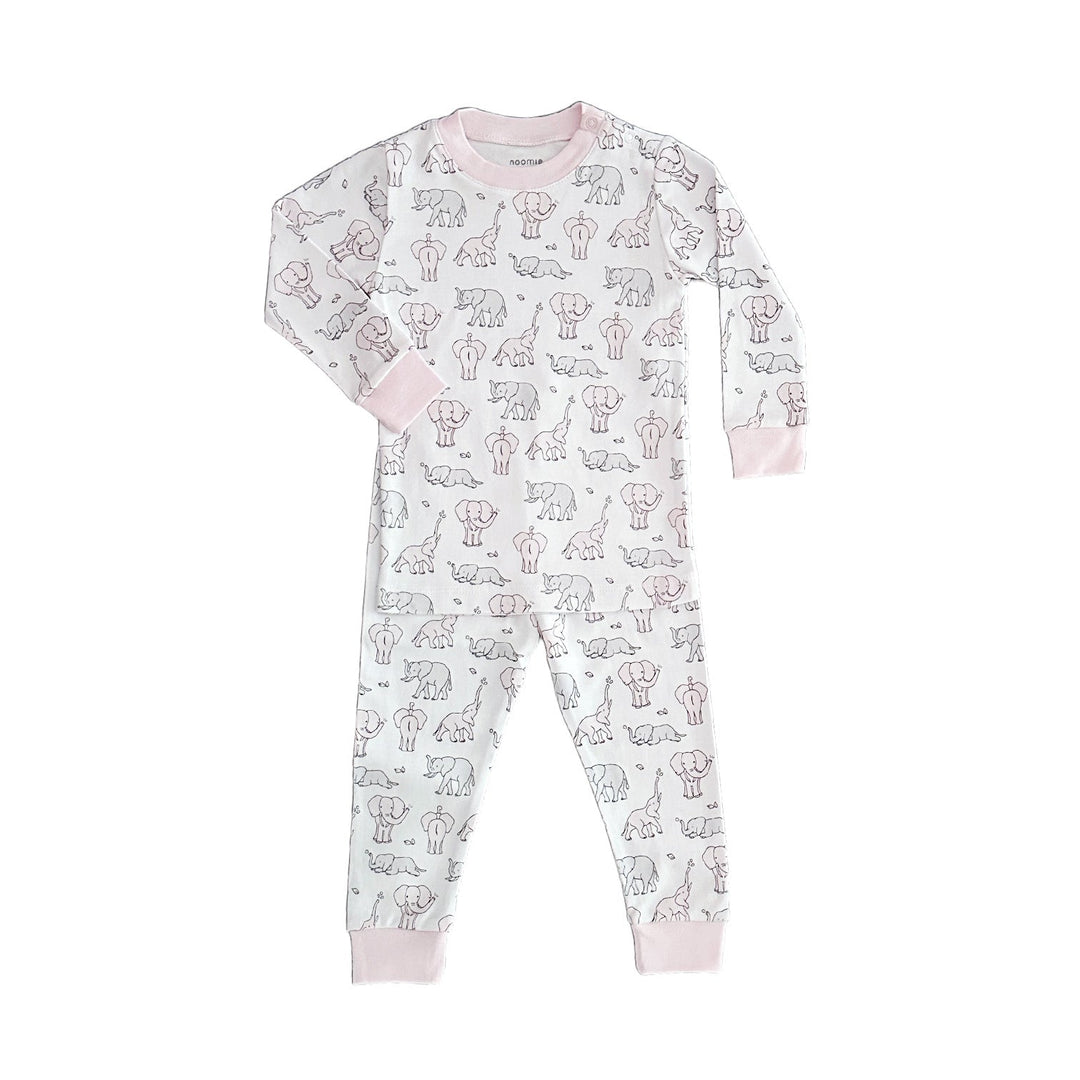Two Piece Pj Pink Elephants