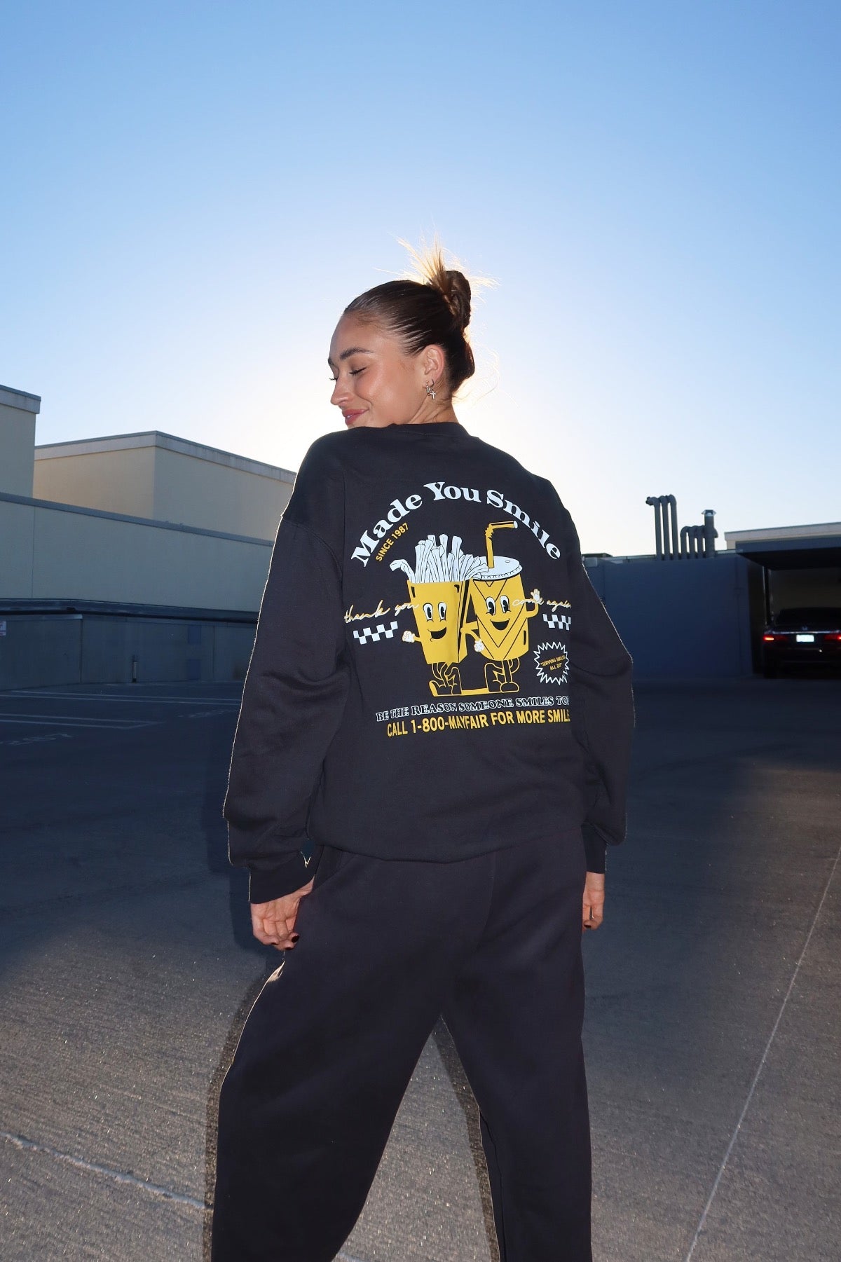 Made You Smile Jet Crewneck