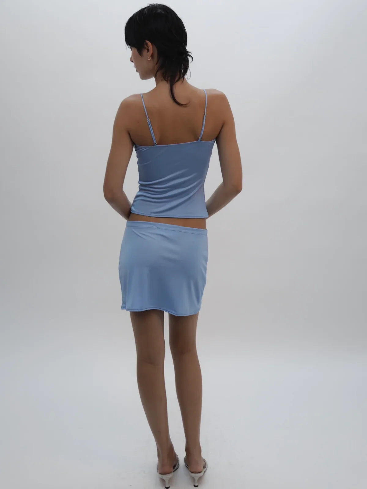 BLUE SILK SKIRT + DEADSTOCK