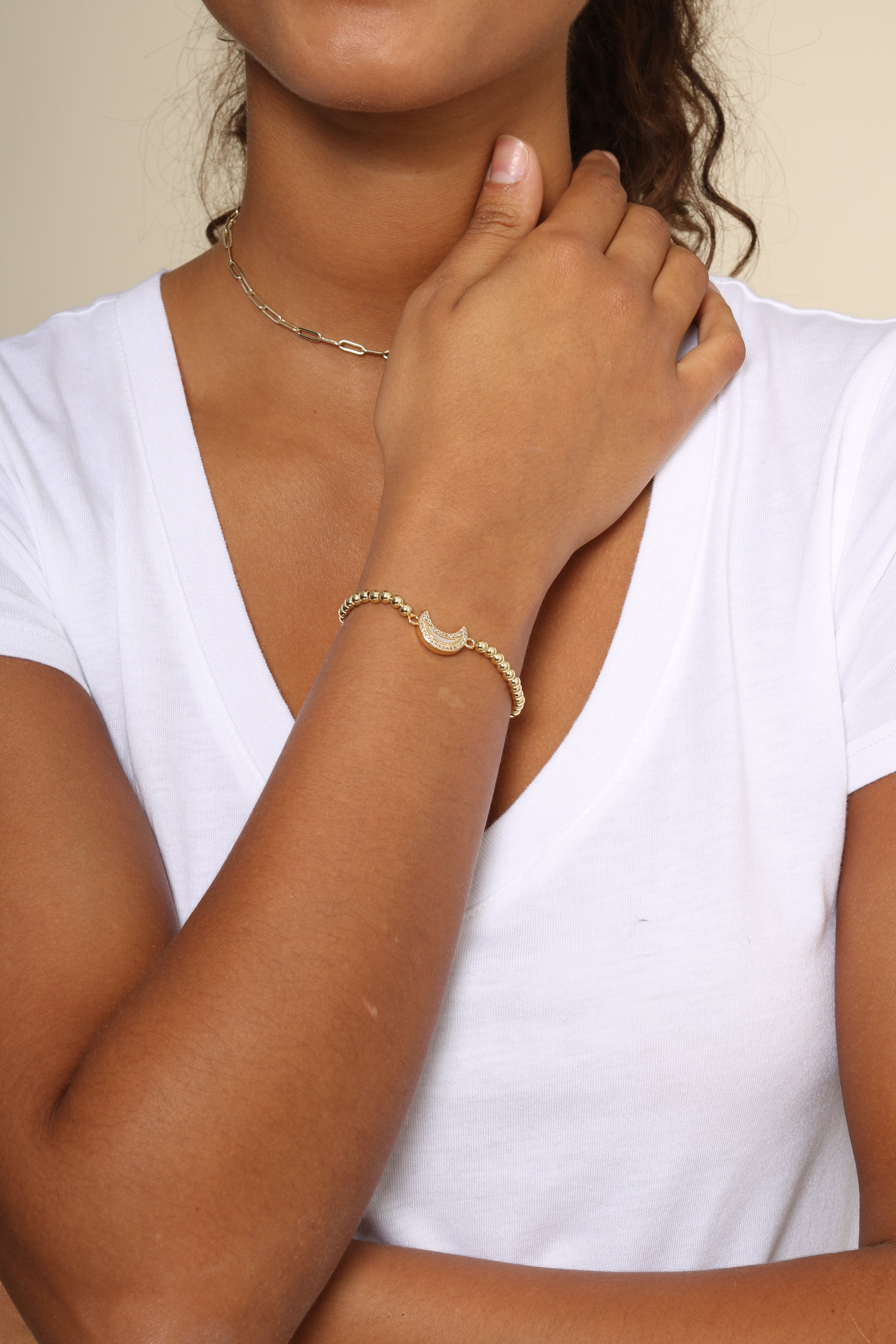 Tayla Mother of Pearl Moon Bracelet