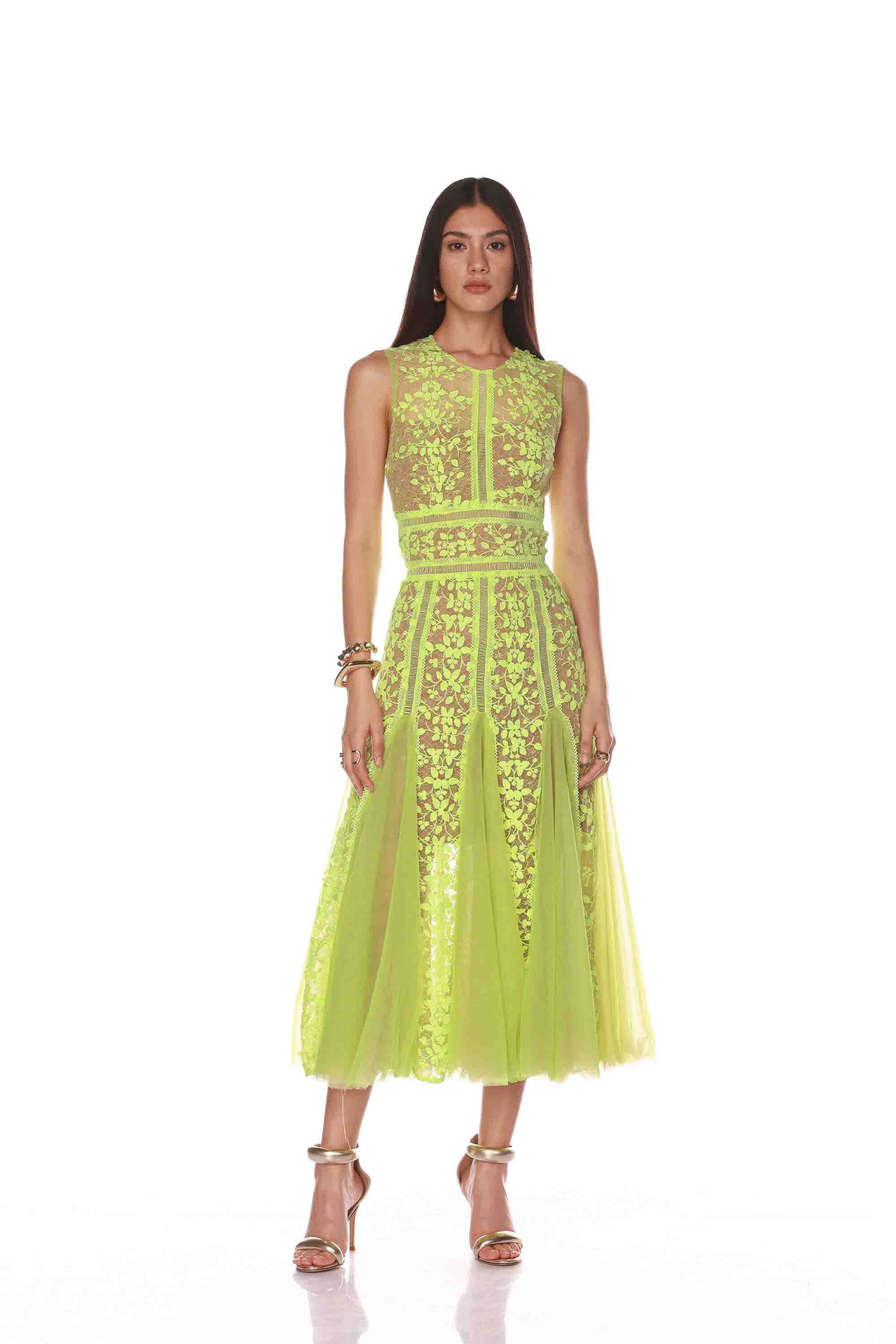 Megan Lime Midi Dress