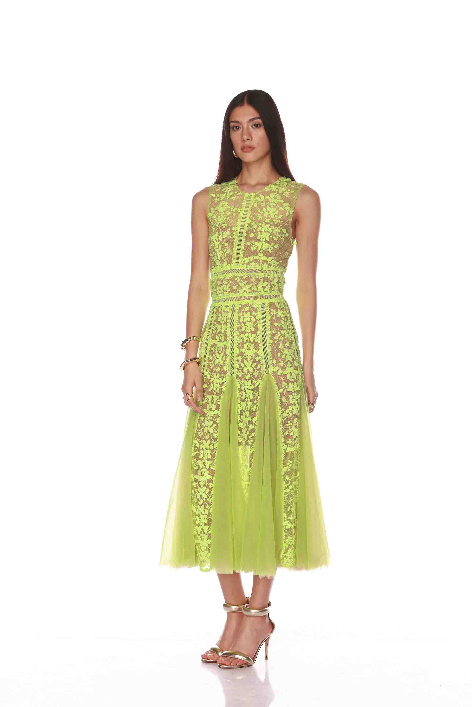 Megan Lime Midi Dress