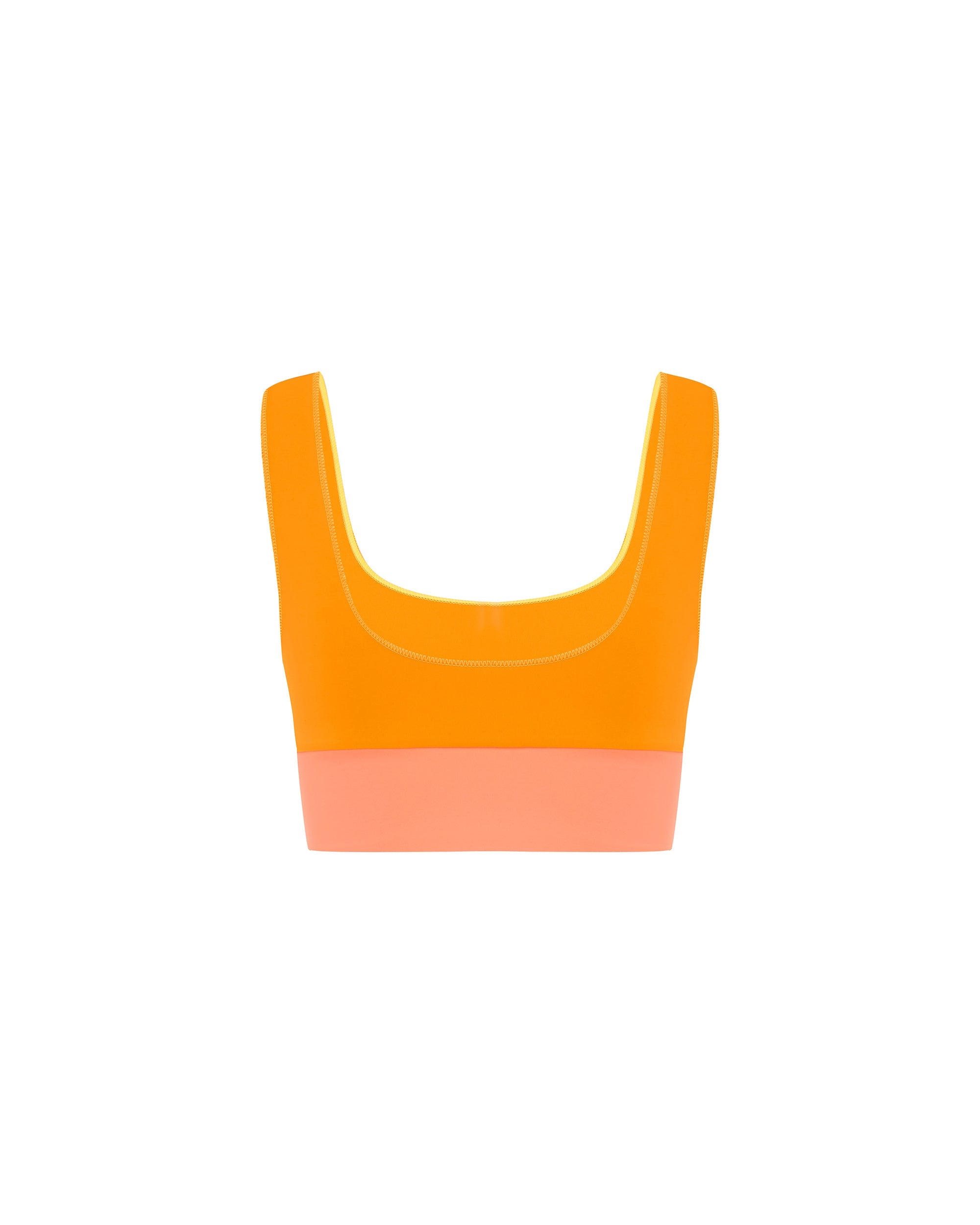 Studio image of the back of the Contour Crop Top in Peaches.