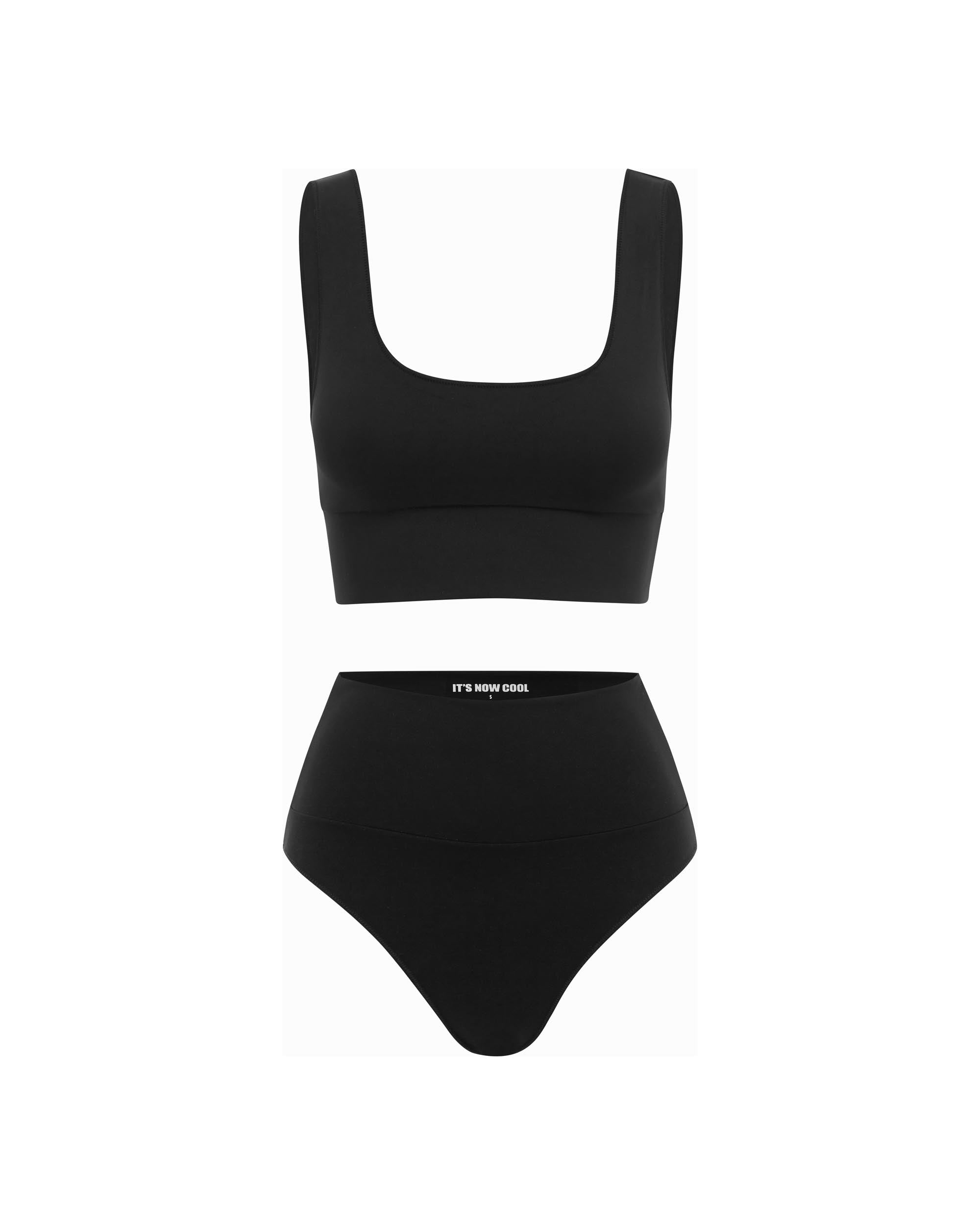 Studio image of the Contour High Waist Pant in Black, showcasing its high rise design and compression fit. 