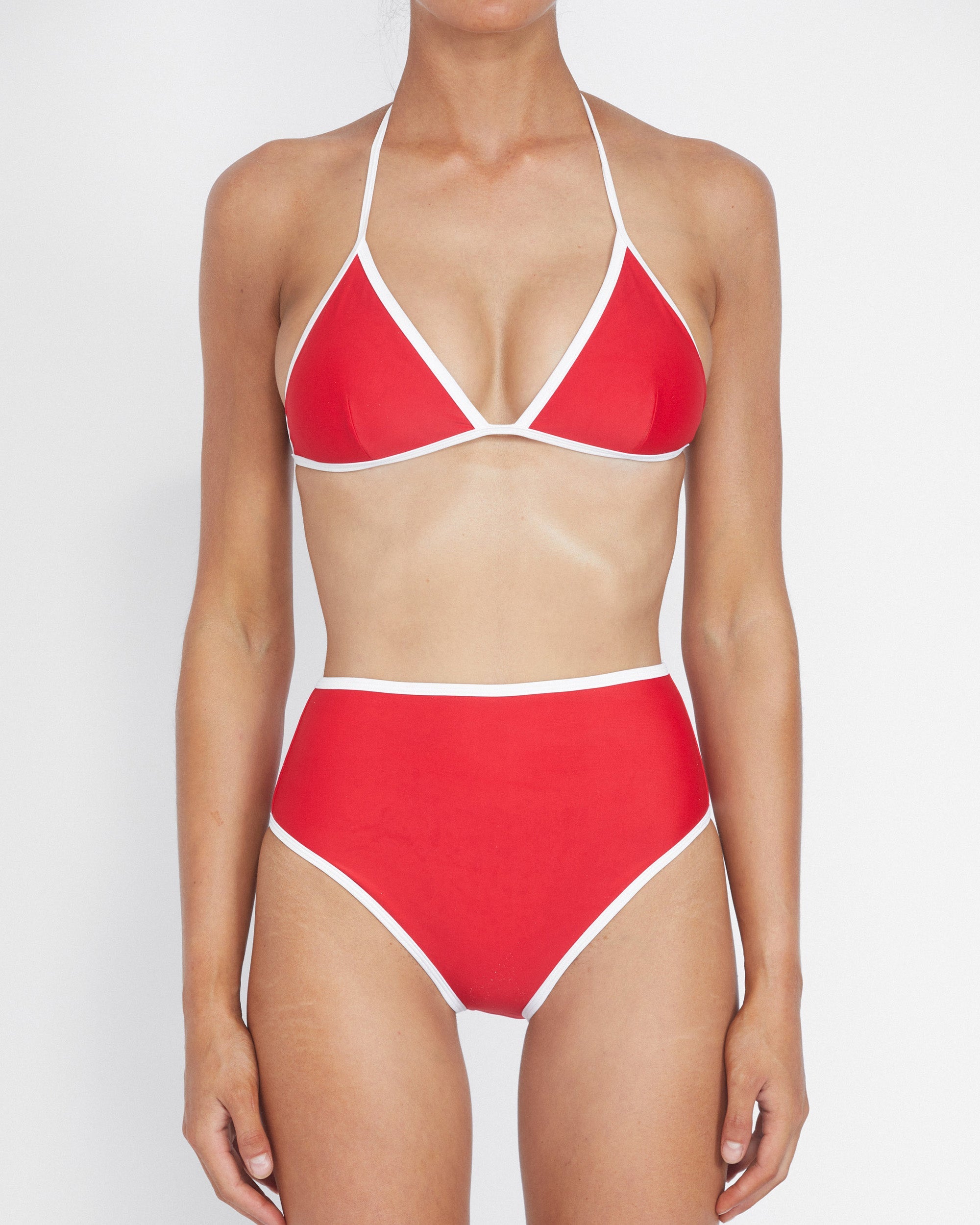 INC - Waisted Duo Pant | Red & White Contrast