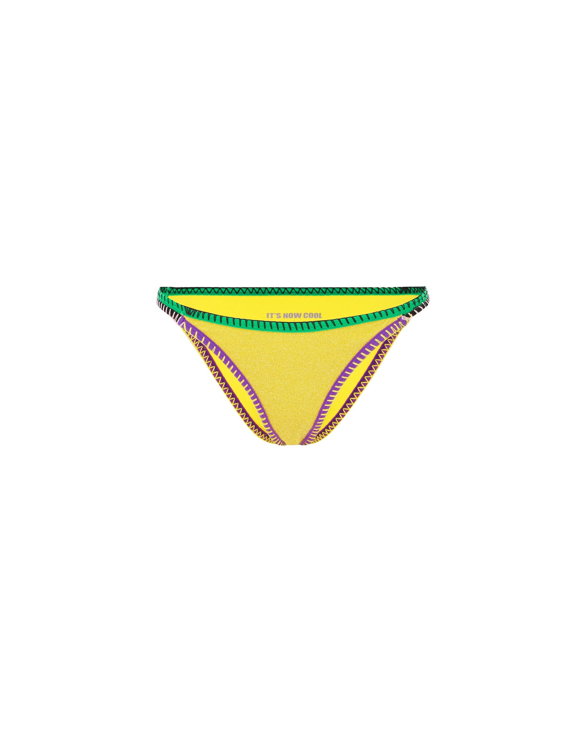 Studio image of the Diy String Pant in Canary, featuring its sunny yellow color and crochet blanket sides.