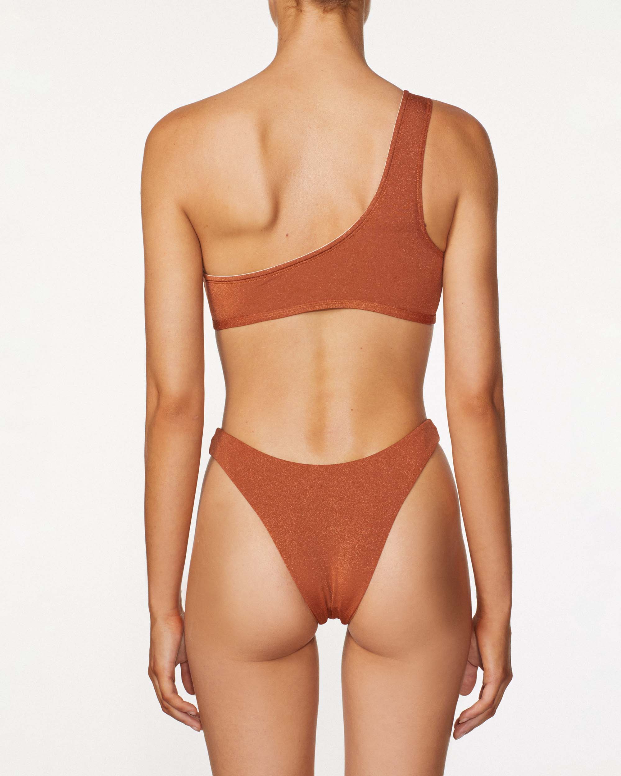 On body back of THE ASYMMETRIC TOP - TOPAZ LUREX