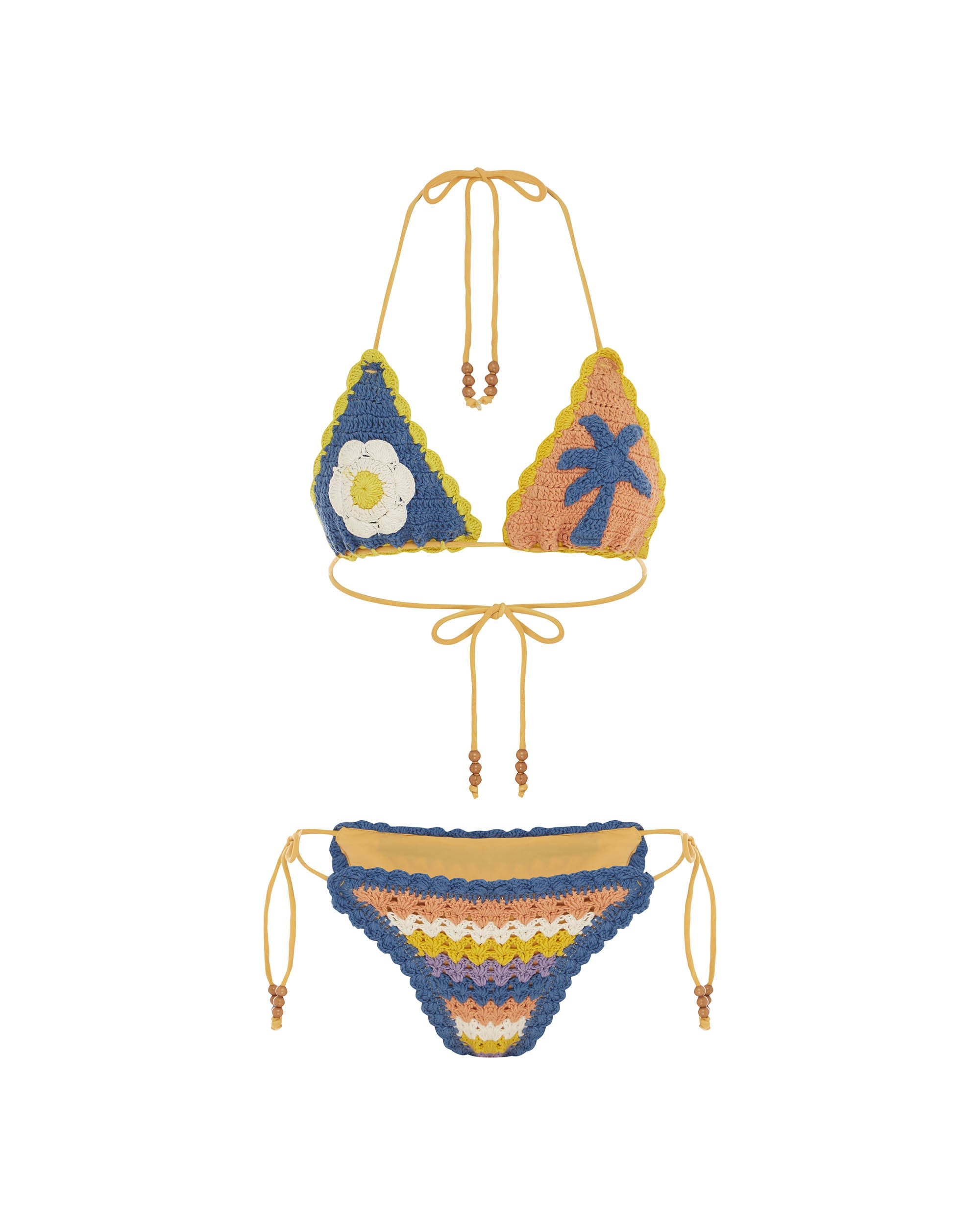 Studio image of the front of the Crochet Tie Pant - Azores. 