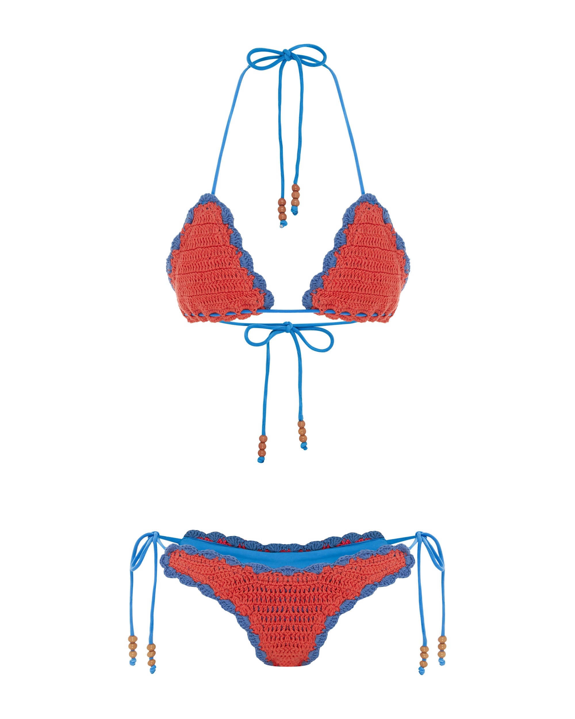 Studio image of the front of the Crochet Tie Pant - Cherry. 