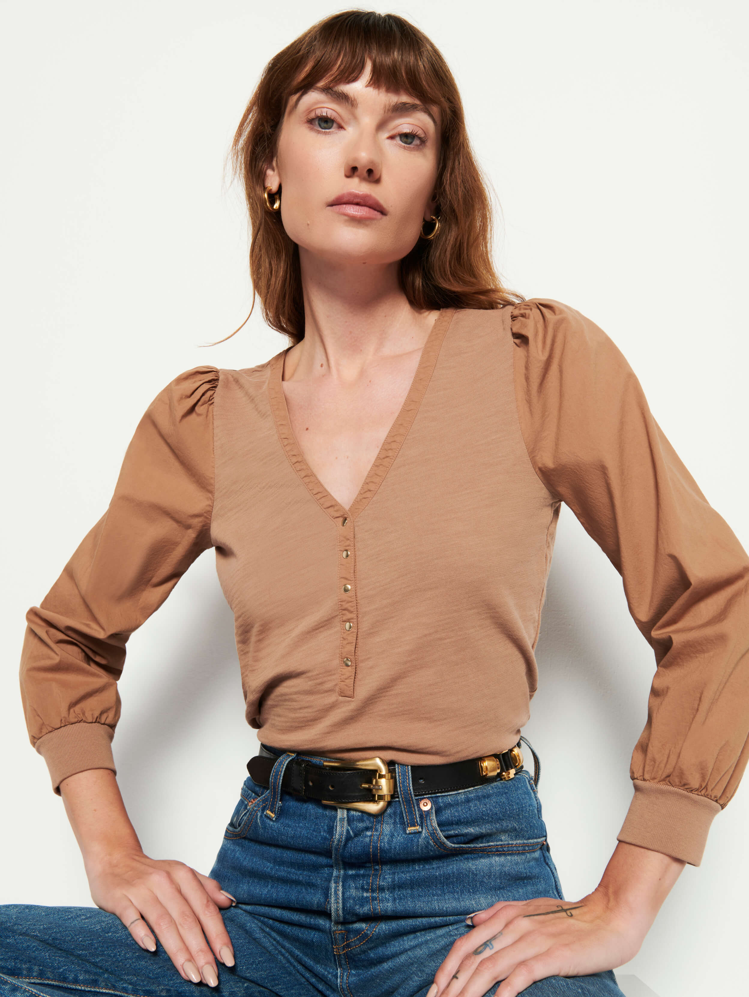 NATION LTD  Ivy Feminine Snap Henley