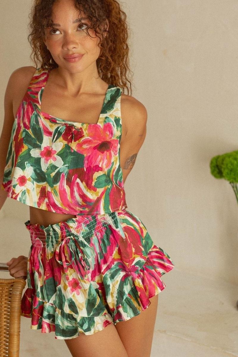 Isla Floral Square Neck Crop Top