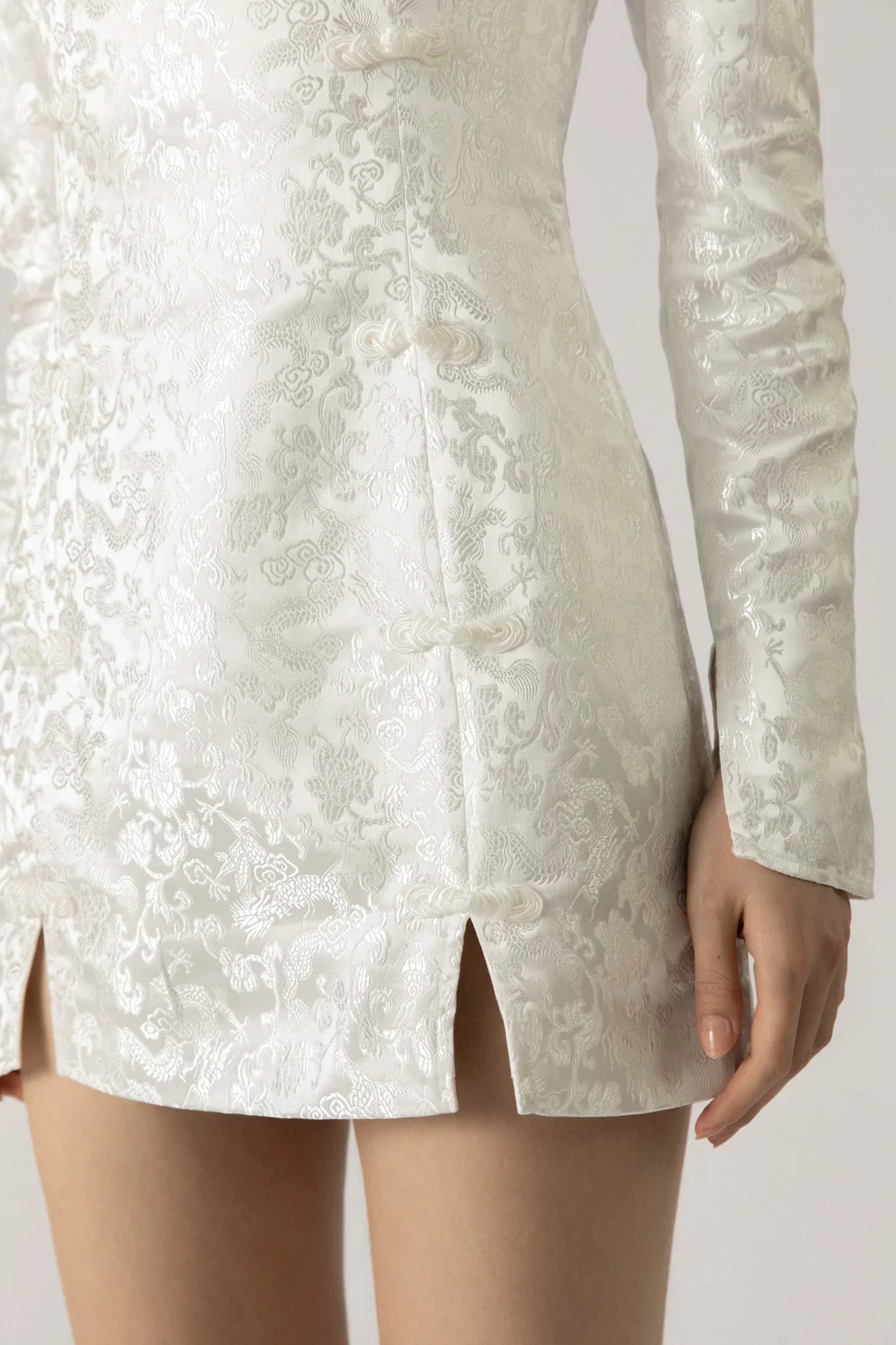 Jen Chinese Jacquard Mini Dress - White