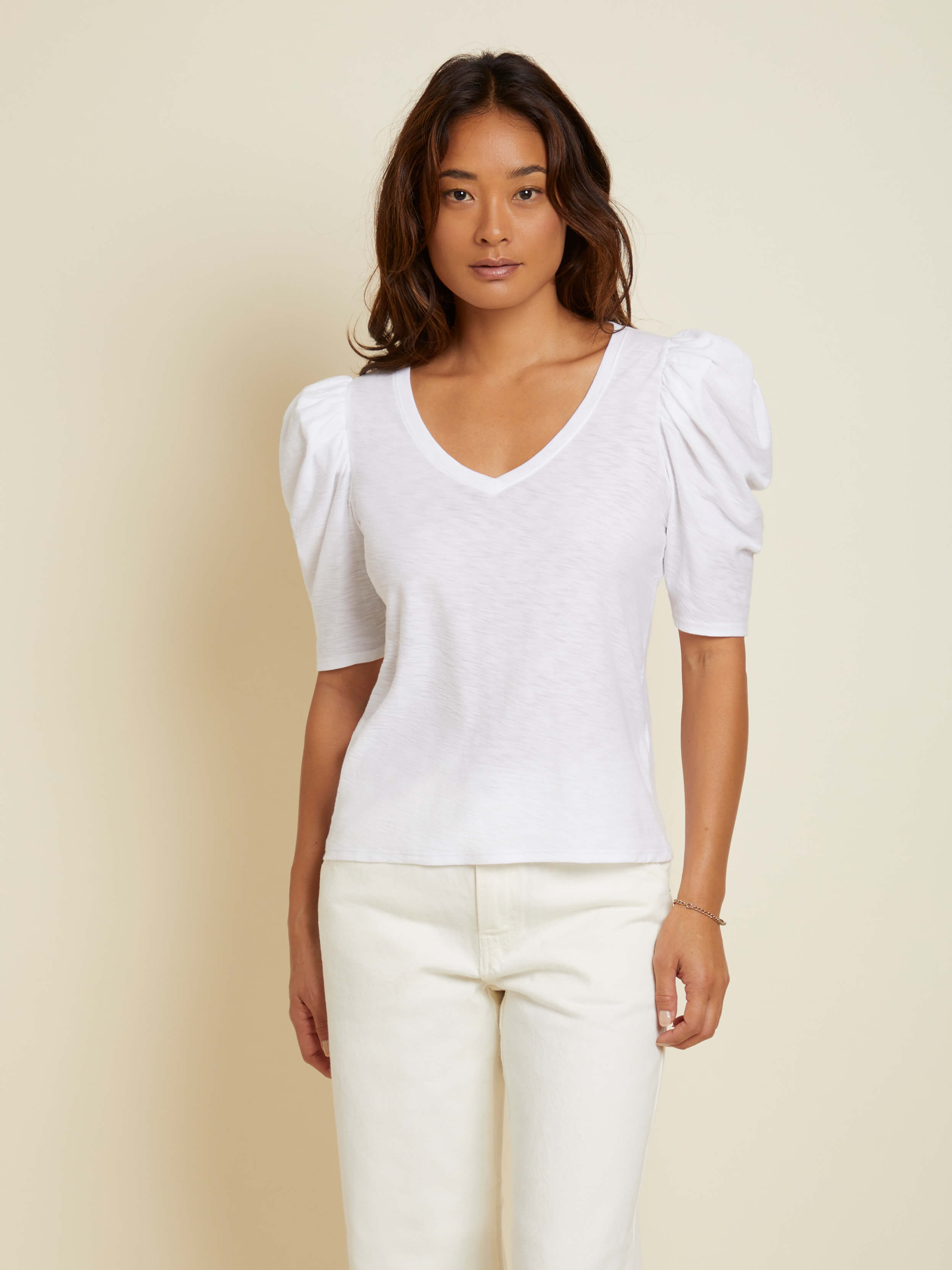 NATION LTD Jillian Puff Sleeve V Neck