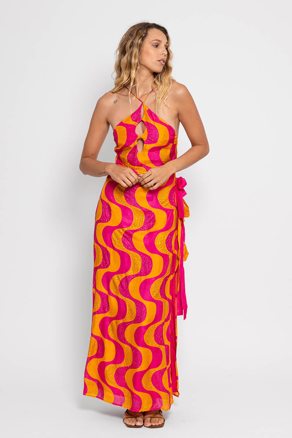 MAELYS LONG DRESS AMAZONIA FUCHSIA & ORANGE