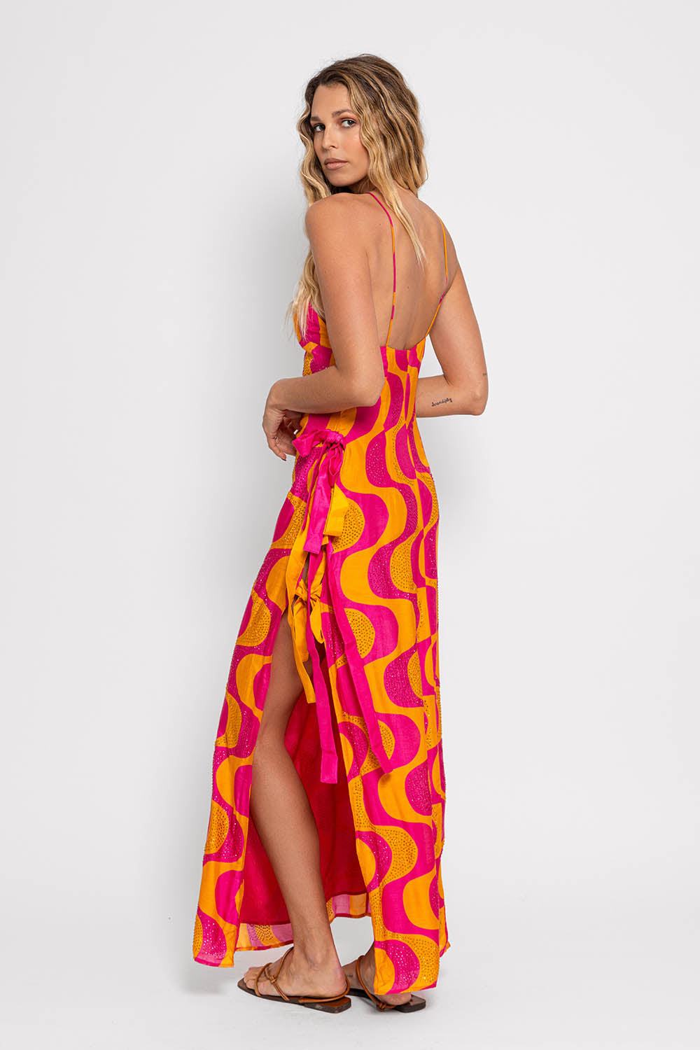 MAELYS LONG DRESS AMAZONIA FUCHSIA & ORANGE