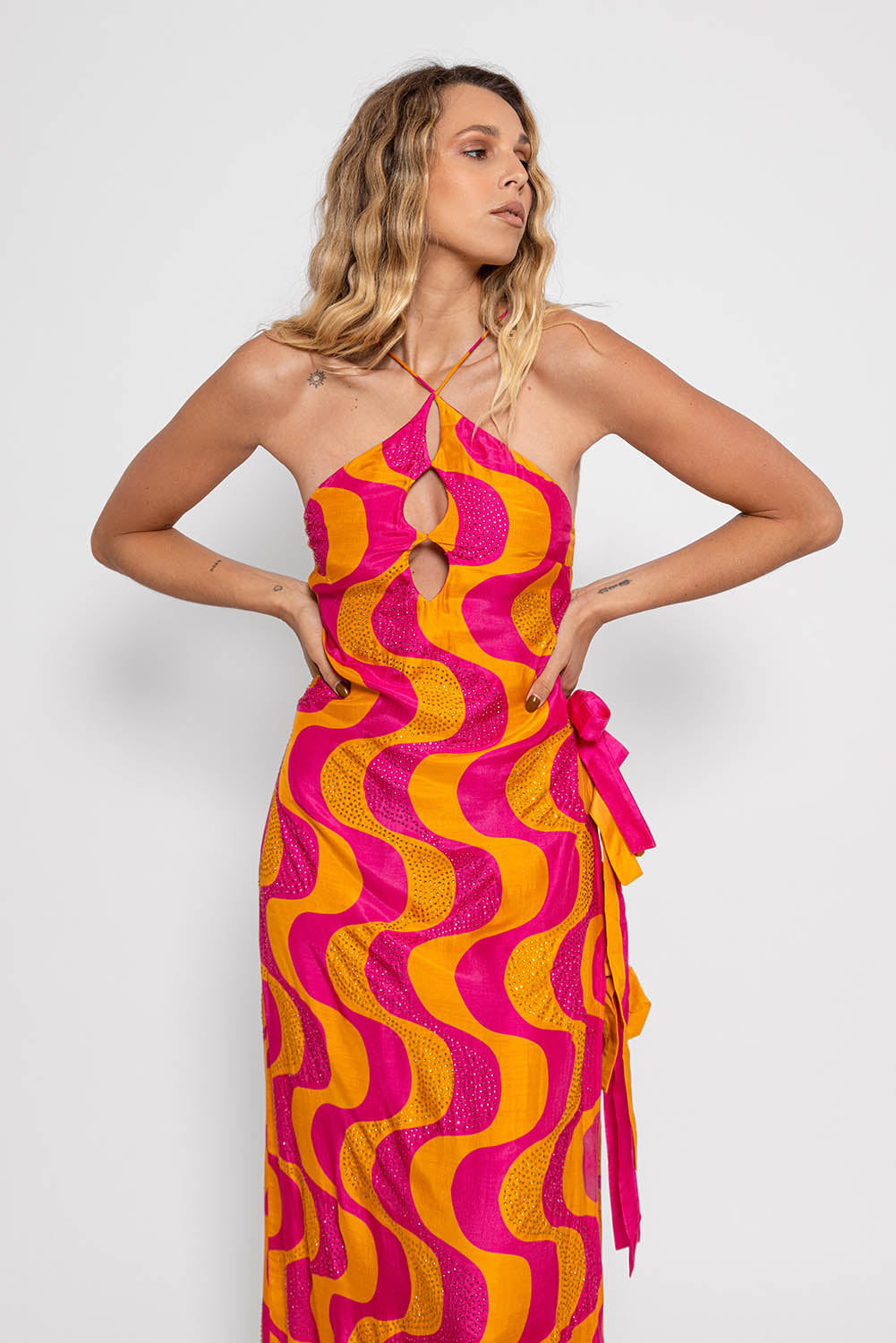 MAELYS LONG DRESS AMAZONIA FUCHSIA & ORANGE