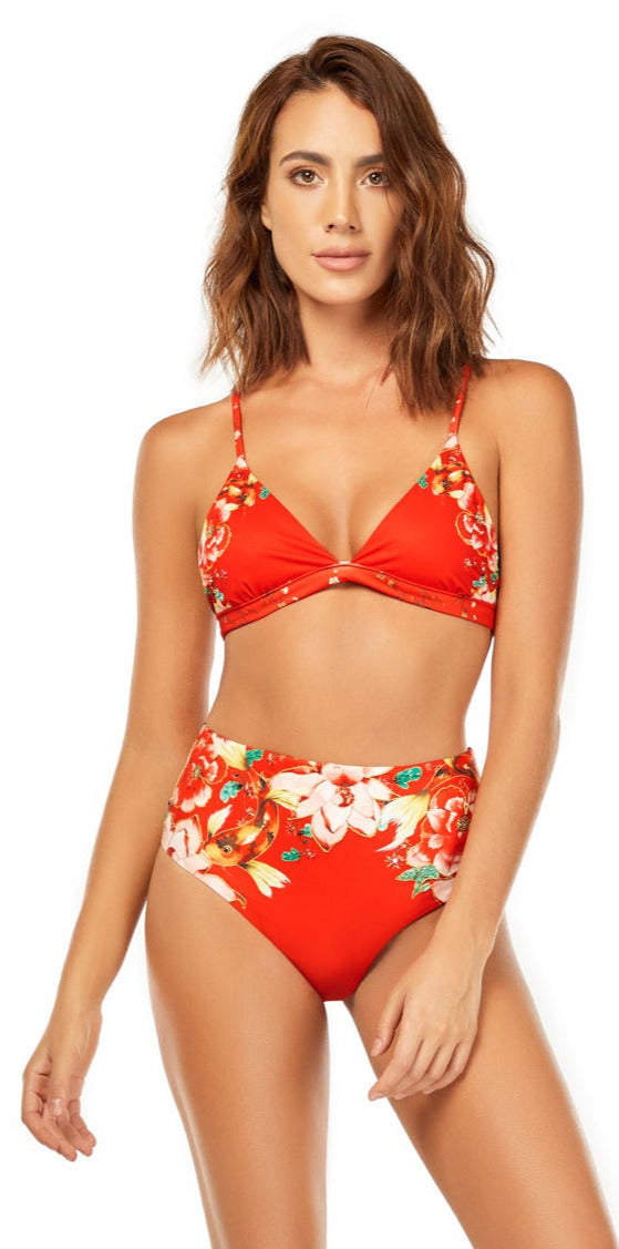 Red Bloom -  High Waisted Bottom