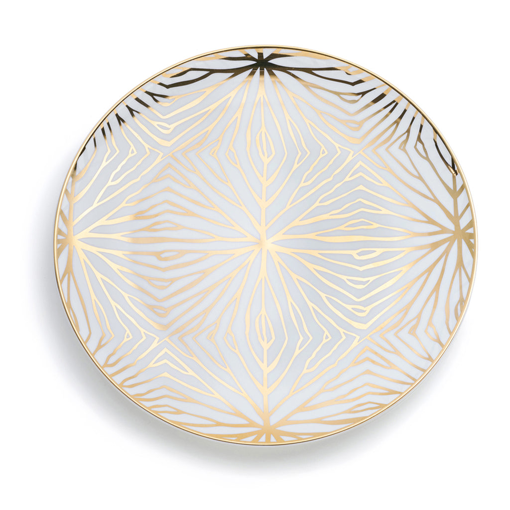 Talianna Lily Pad Plates, White & Gold, Set of 4