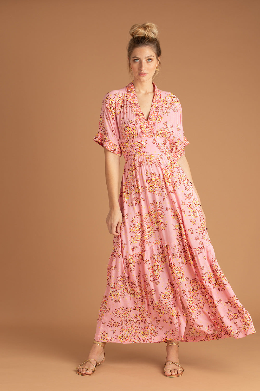 Long Dress Rachel Kimono - Pink Allium